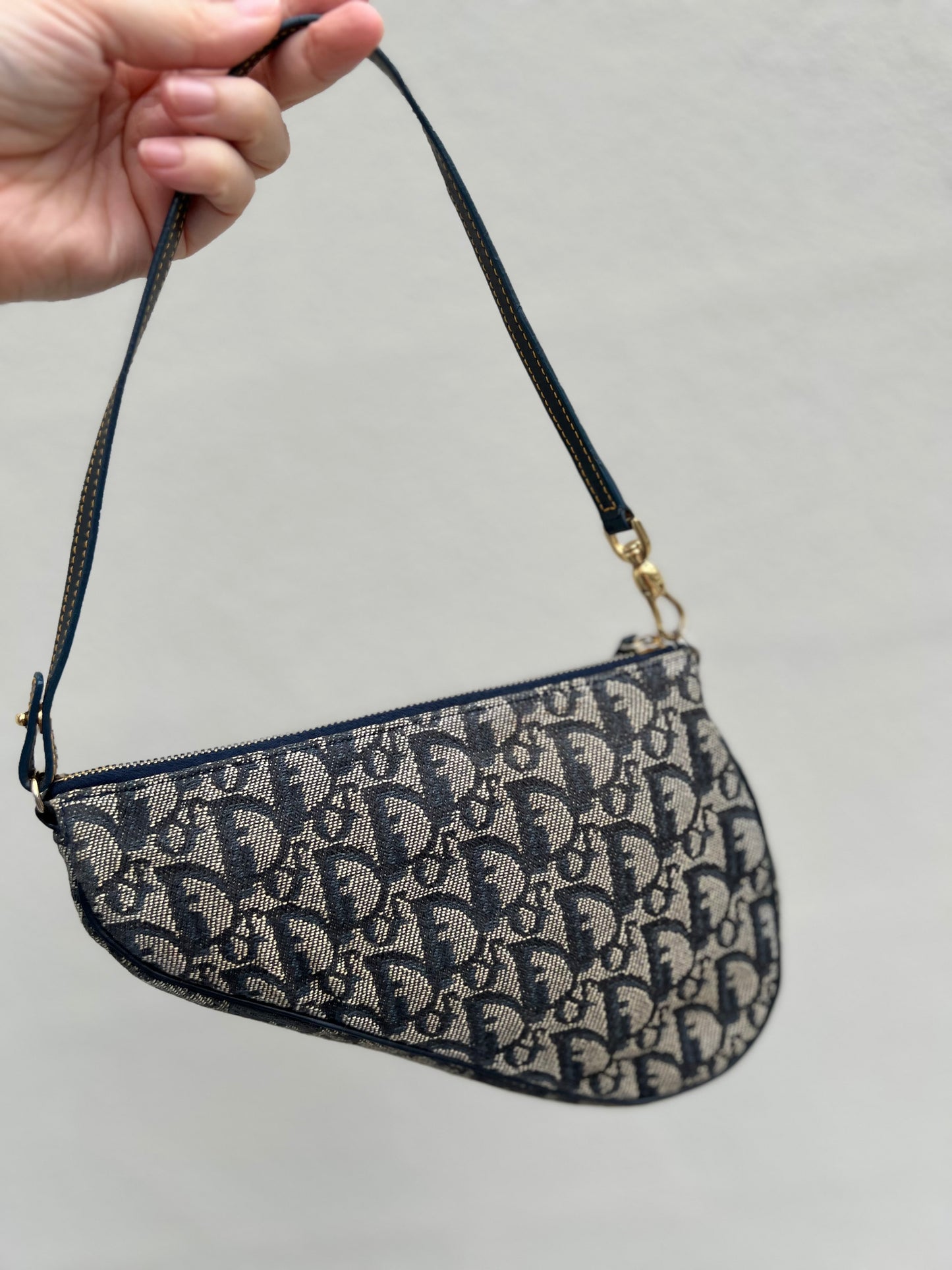 Pre-loved Dior Vintage Monogram Oblique Canvas Mini Saddle Bag