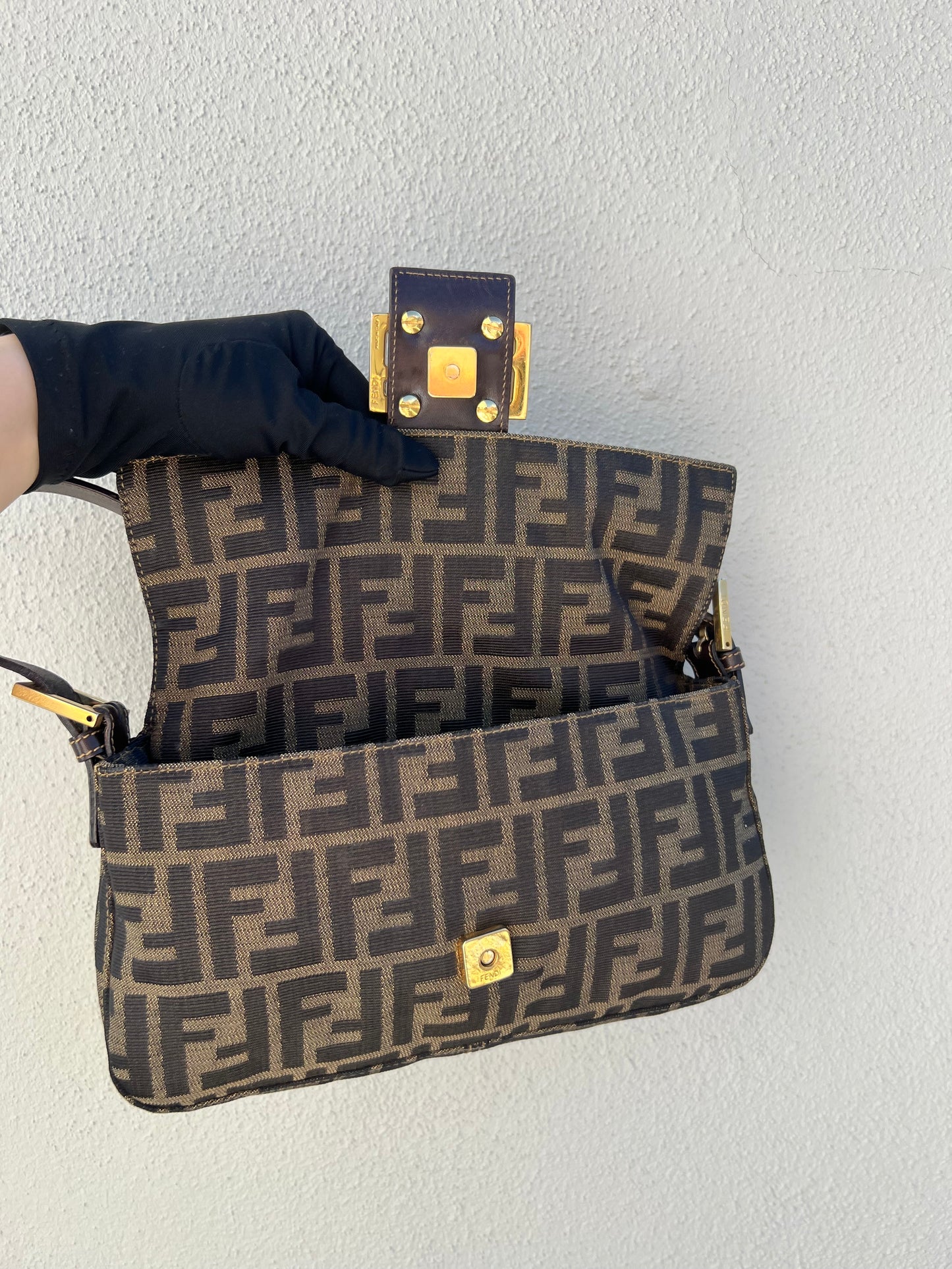 Pre-loved Fendi Vintage Zucca Baguette Handbag
