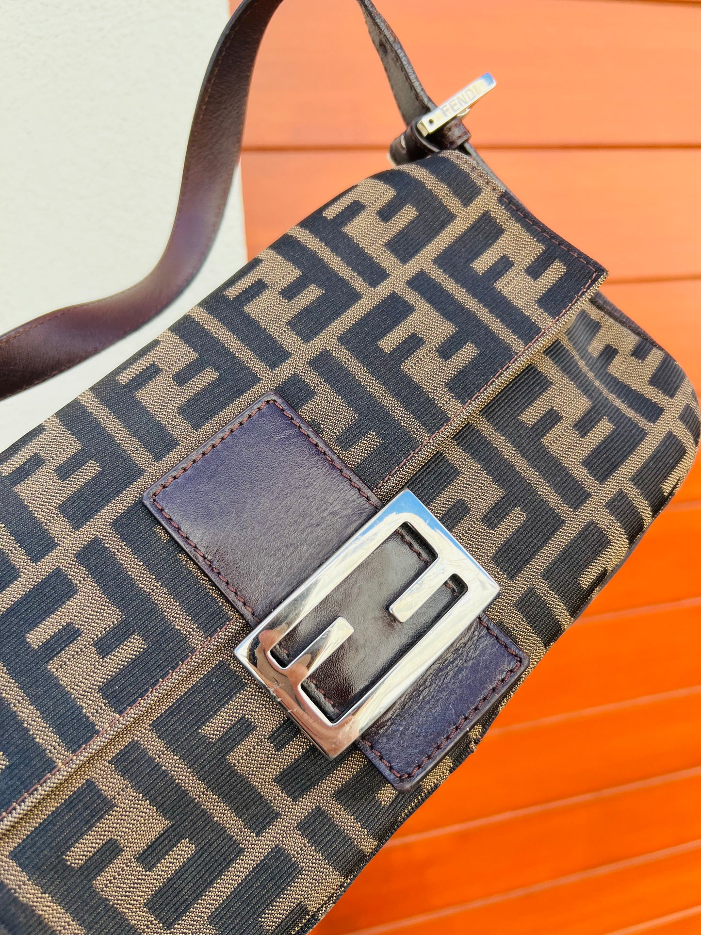 Pre-loved Fendi Vintage Zucca Baguette Handbag