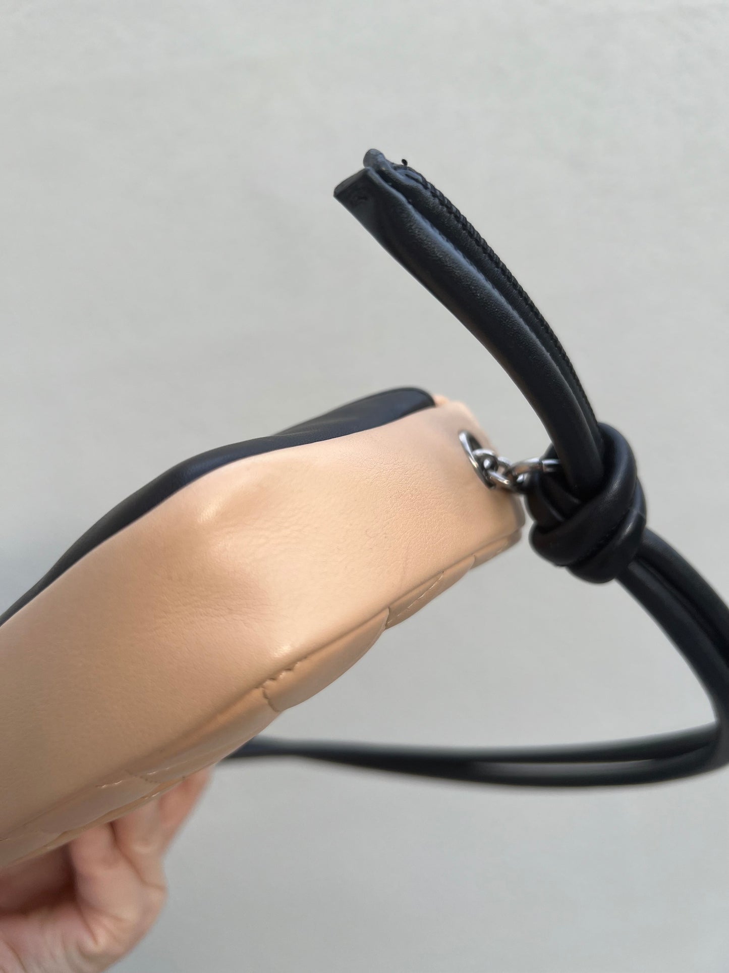 Pre-loved Chanel Beige & Black Quilted Lambskin Cambon Shoulder Pochette
