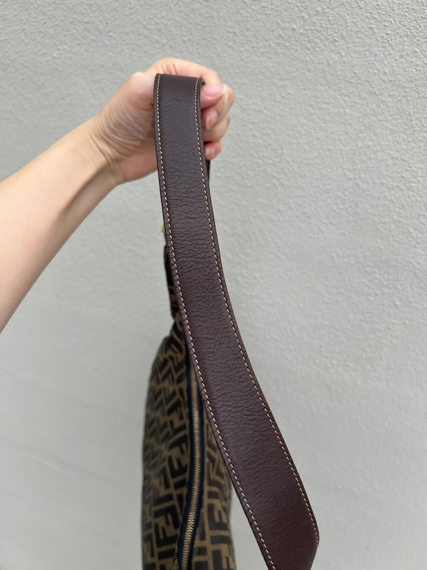 Pre-loved Fendi  Tobacco Zucca Print Large Shoulder Hobo Bag Brown
