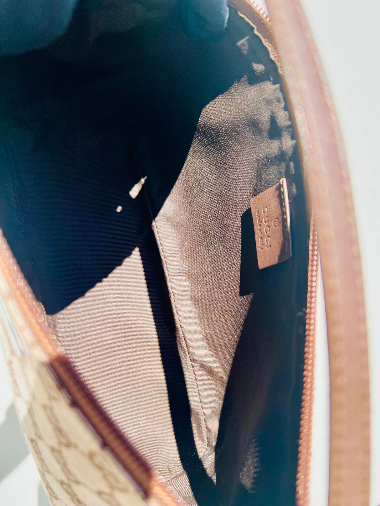 Pre-loved Gucci vintage GG Canvas Boat Baguette Bag Brown