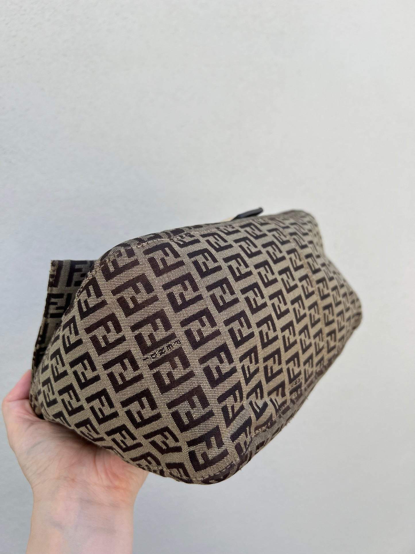 Pre-loved Fendi Vintage Zucchino Pattern Baguette Mamma Handbag