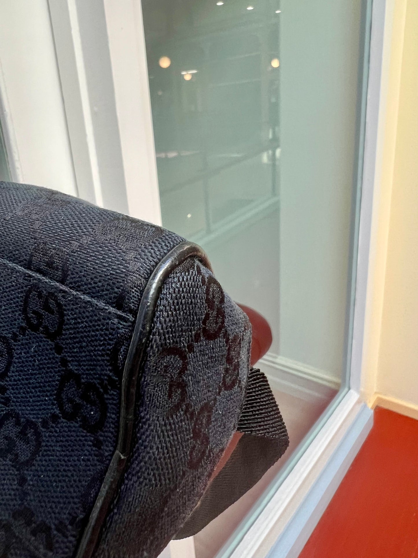 Pre-loved Gucci GG Monogram Half Moon Pochette Shoulder Bag Black