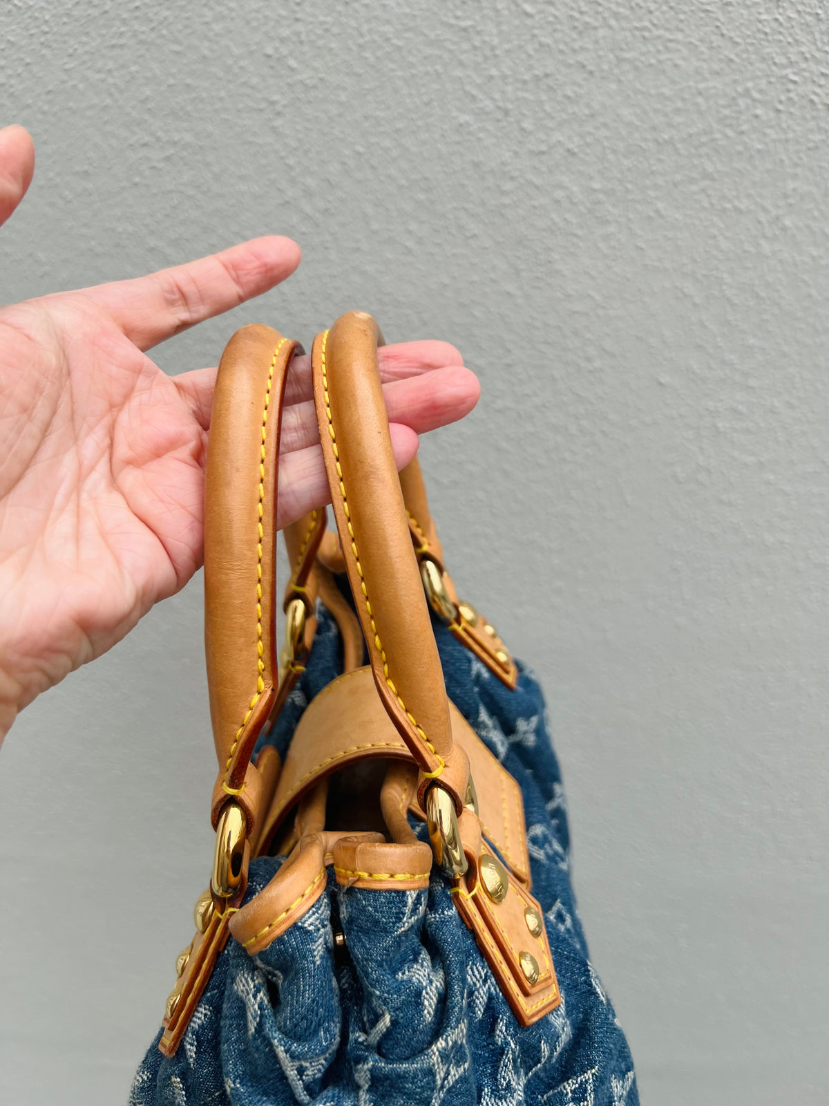 Pre-loved Louis Vuitton Vintage Monogram Denim Pleaty Handbag