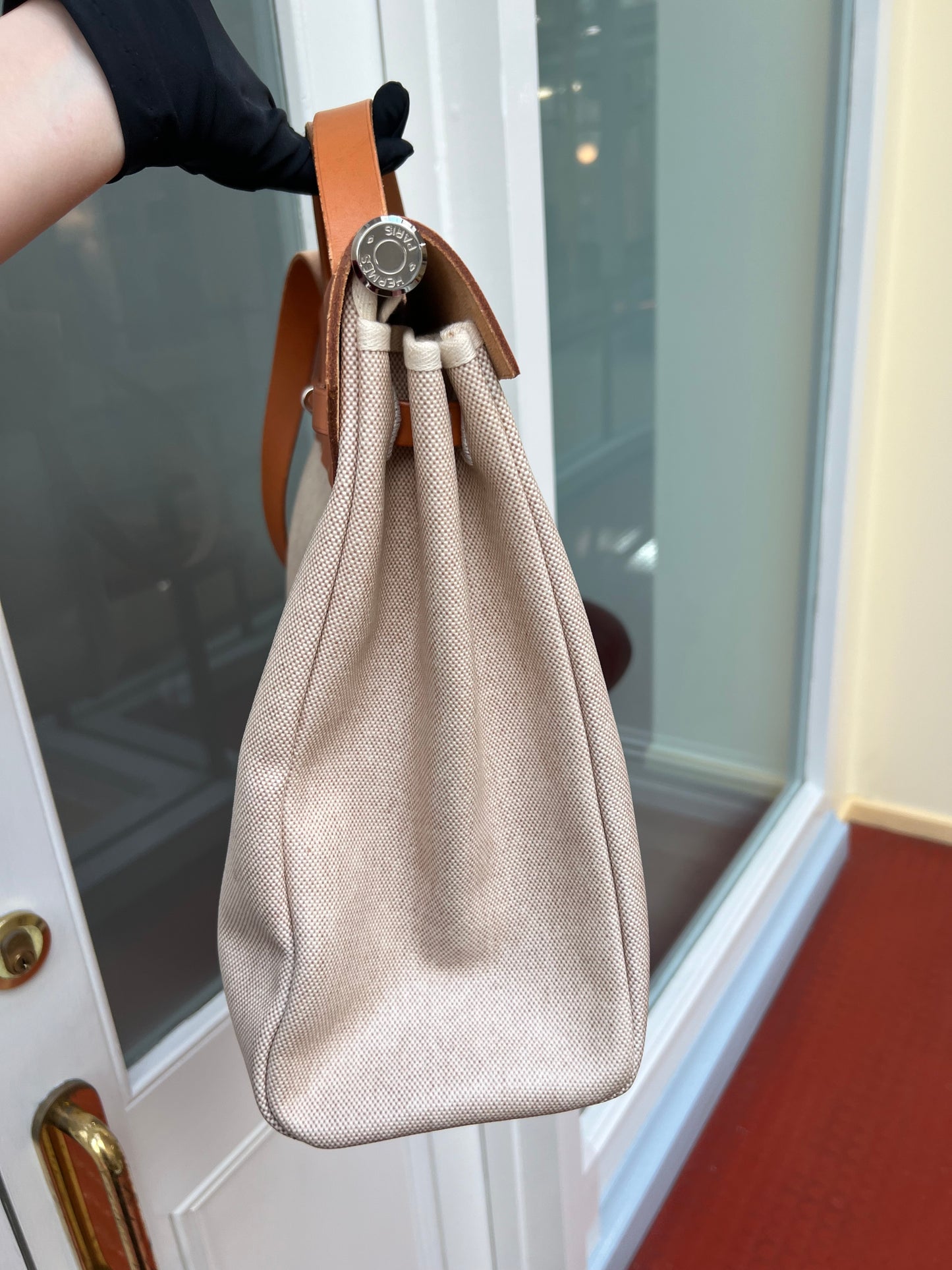 Pre-loved Hermès Vintage Herbag Crossbody Bag Beige 1998