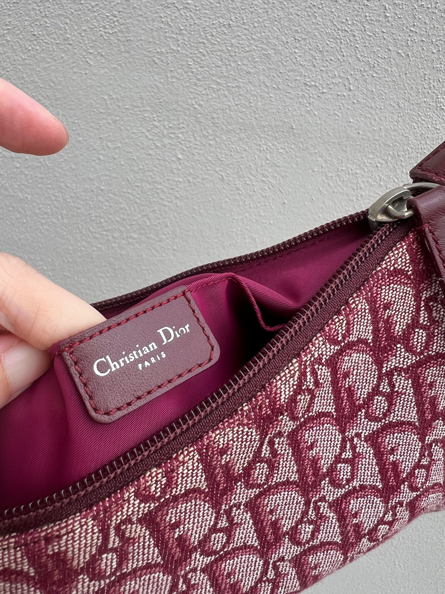 Pre-loved Christian Dior vintage Trotter Shoulder Bag Berry