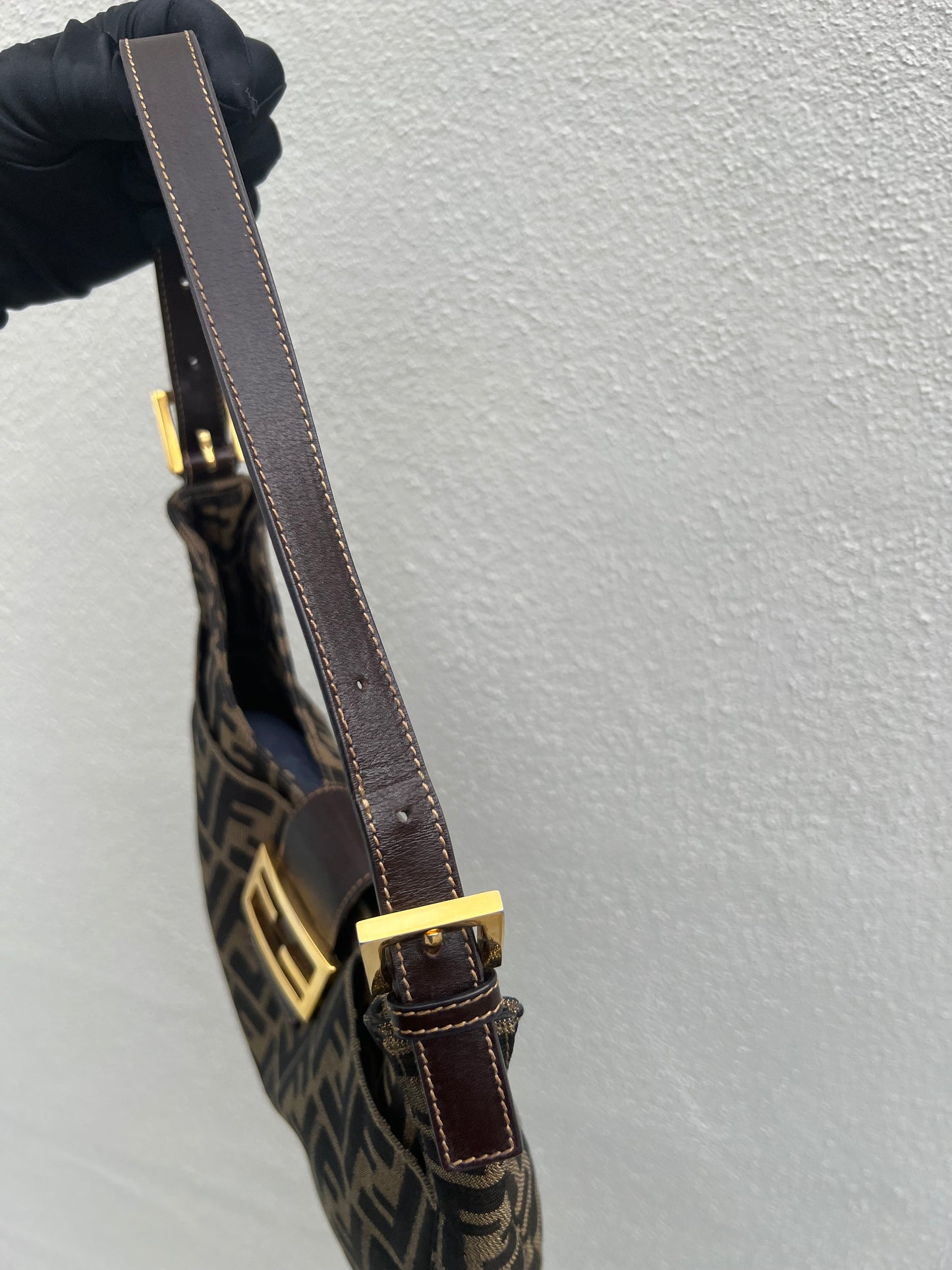 Pre-loved FENDI Zucca Canvas Mamma Croissant Baguette Shoulder Bag