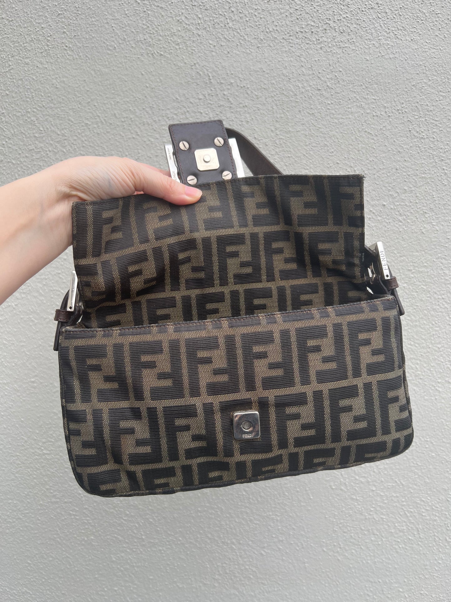 Pre-loved Fendi Vintage Zucca Baguette Handbag