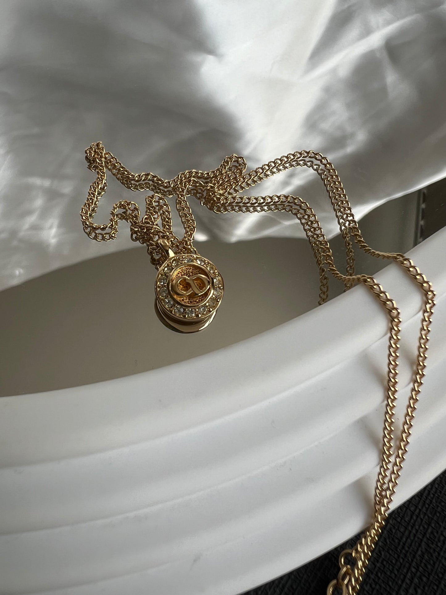 Pre-loved Christian Dior Vintage CD Pendant Crystal-embellished Necklace