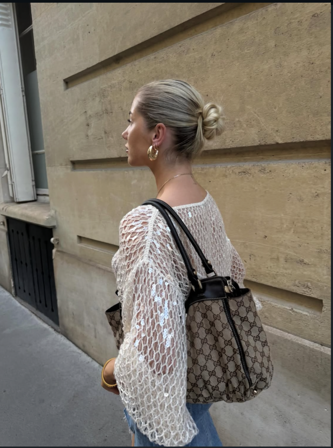 Pre-loved Gucci Beige/Ebony GG Canvas Abbey D-ring Tote Bag