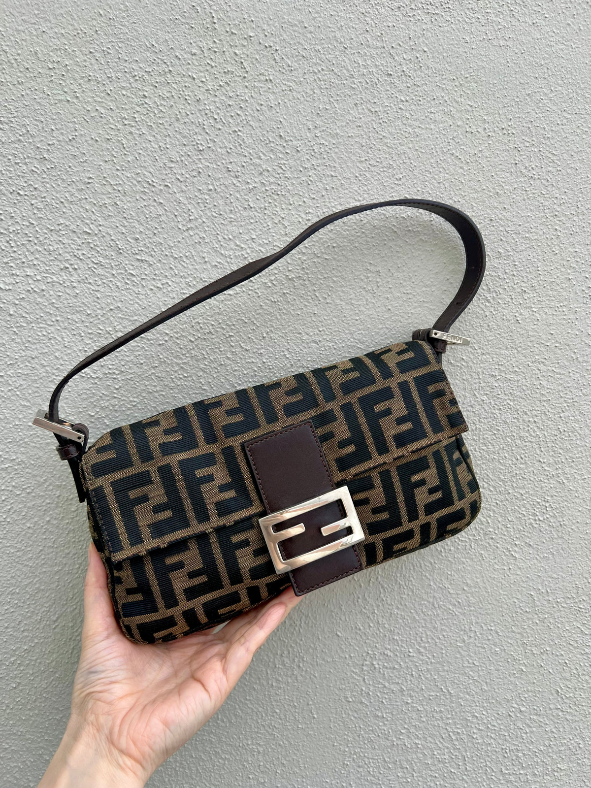 Pre-loved Fendi Vintage Zucca Baguette Handbag