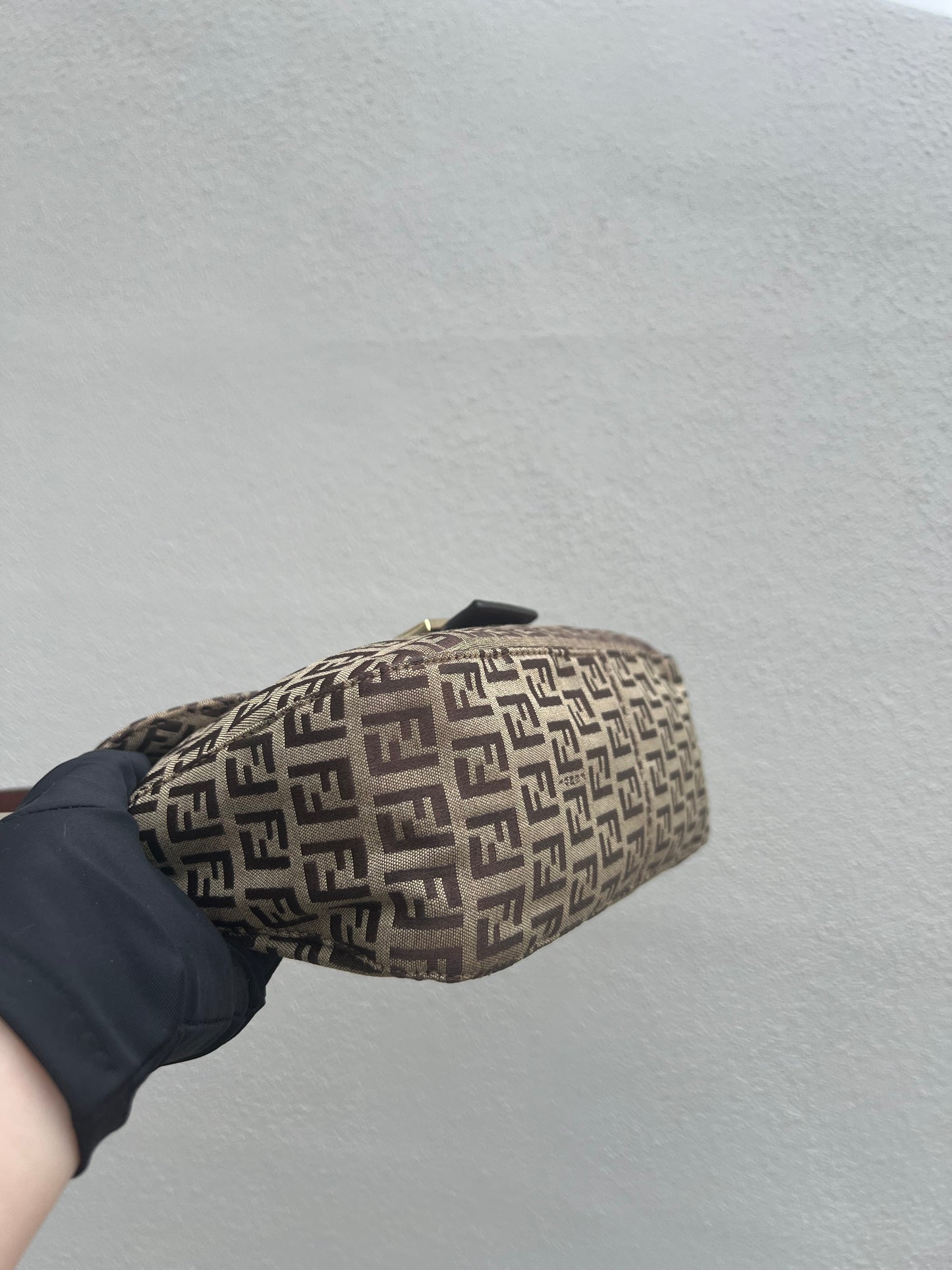 Pre-loved Fendi Vintage Zucchino Pattern Baguette Handbag Brown