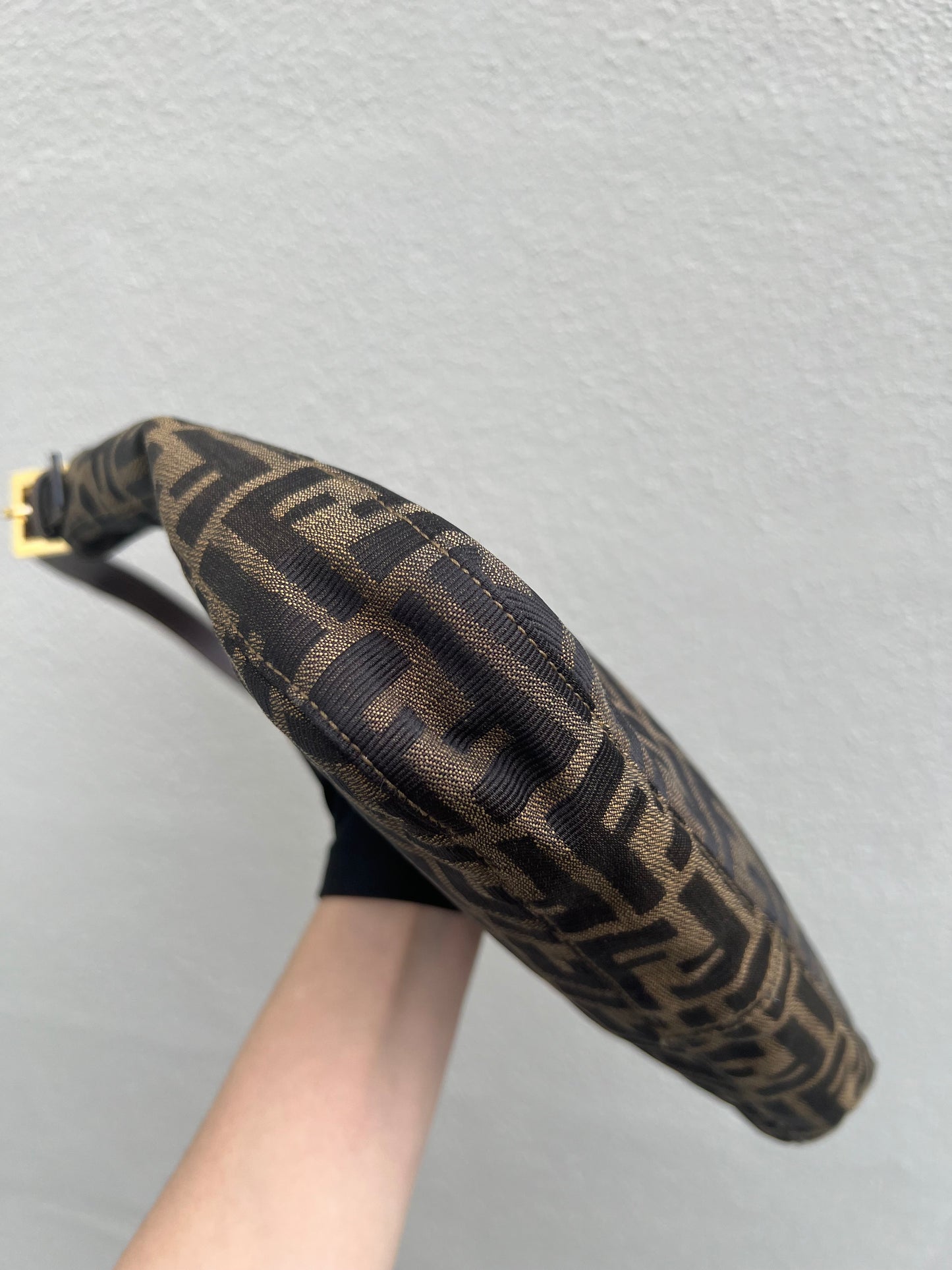 Pre-loved FENDI Zucca Canvas Mamma Croissant Baguette Shoulder Bag