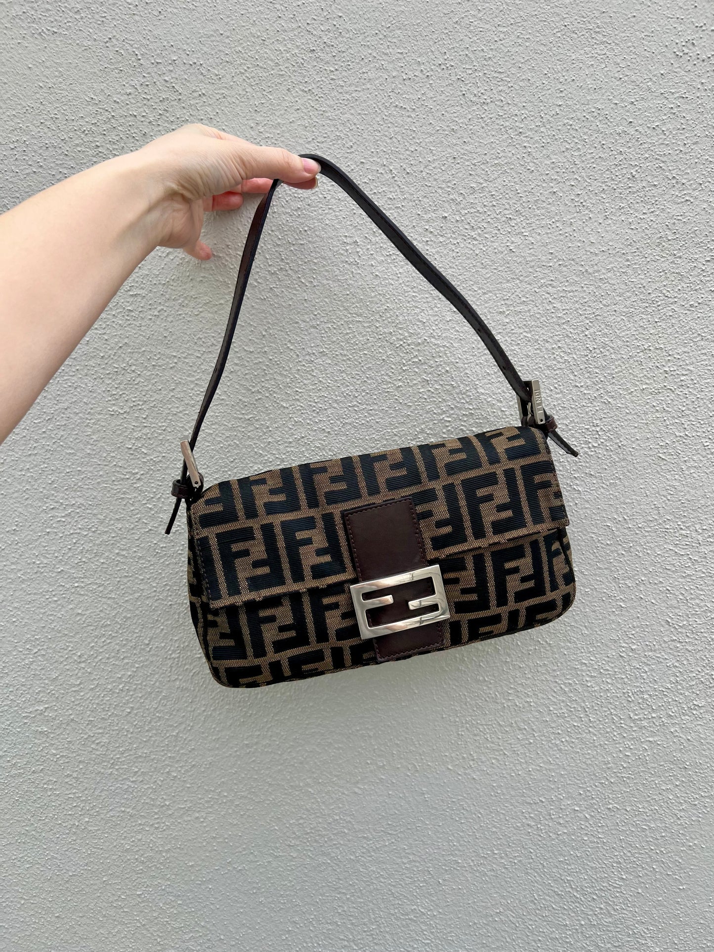 Pre-loved Fendi Vintage Zucca Baguette Handbag