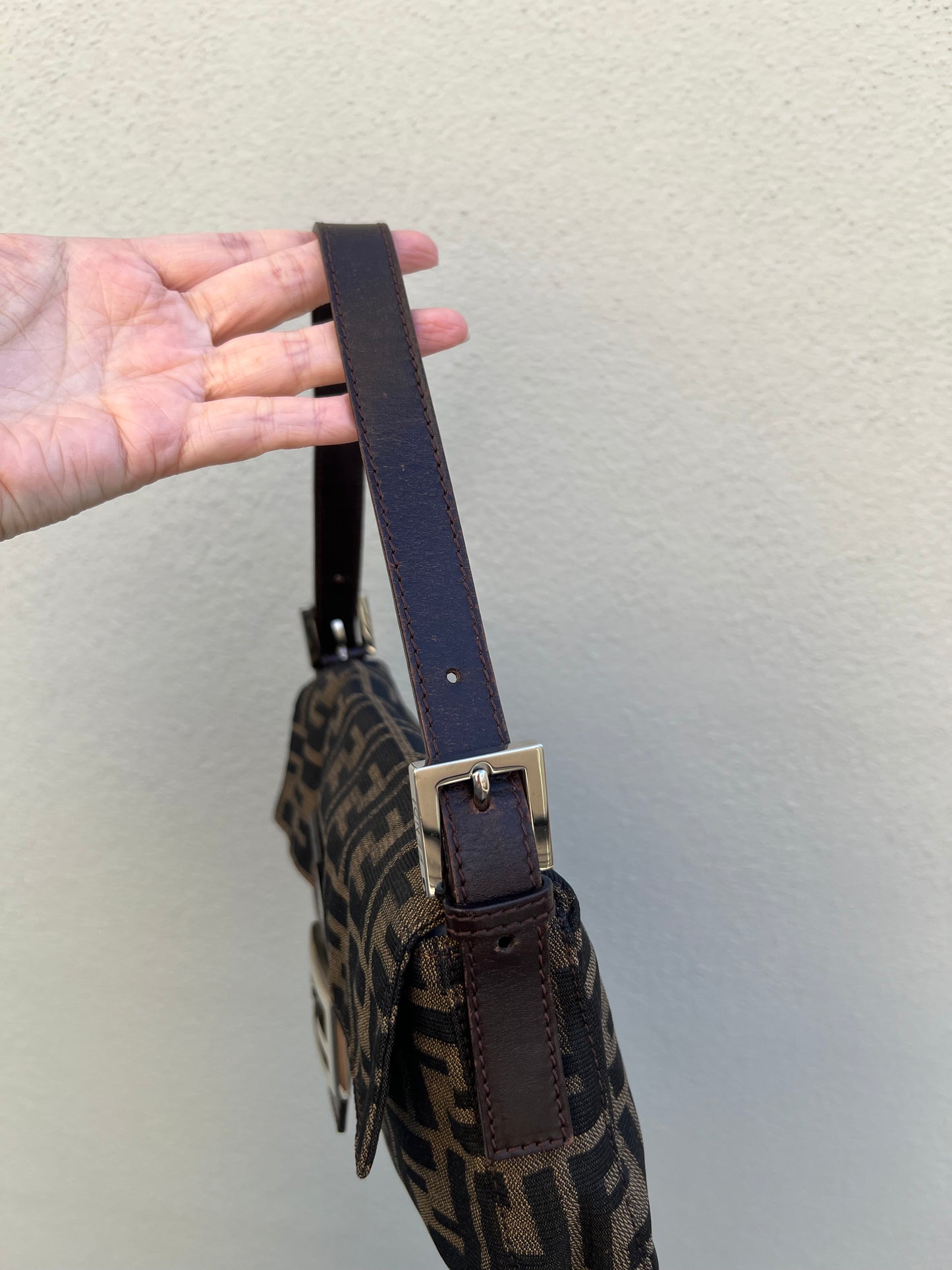 Pre-loved Fendi Vintage Zucca Baguette Handbag