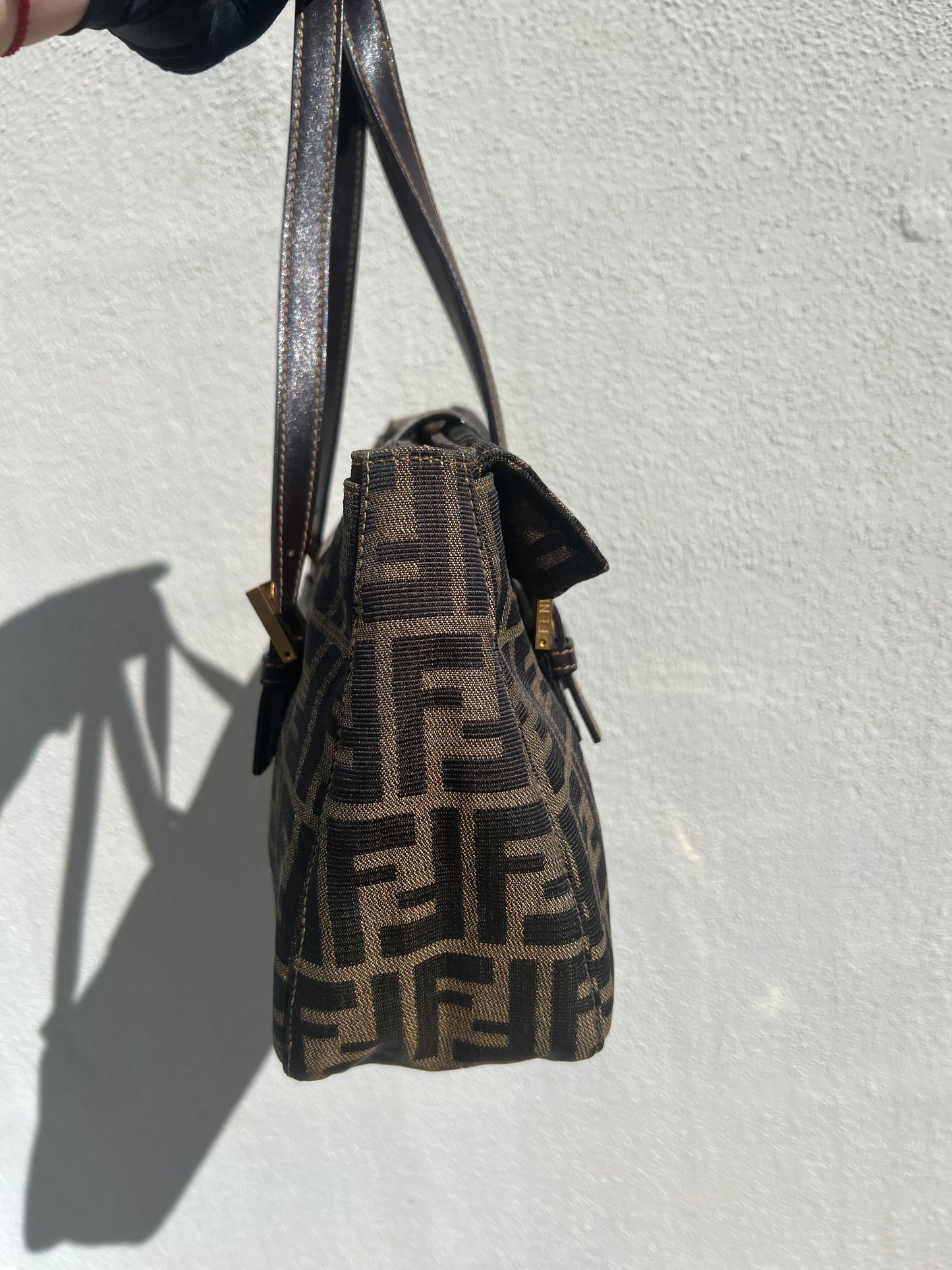 Pre-loved Fendi Zucca Brown Double Handle Bag