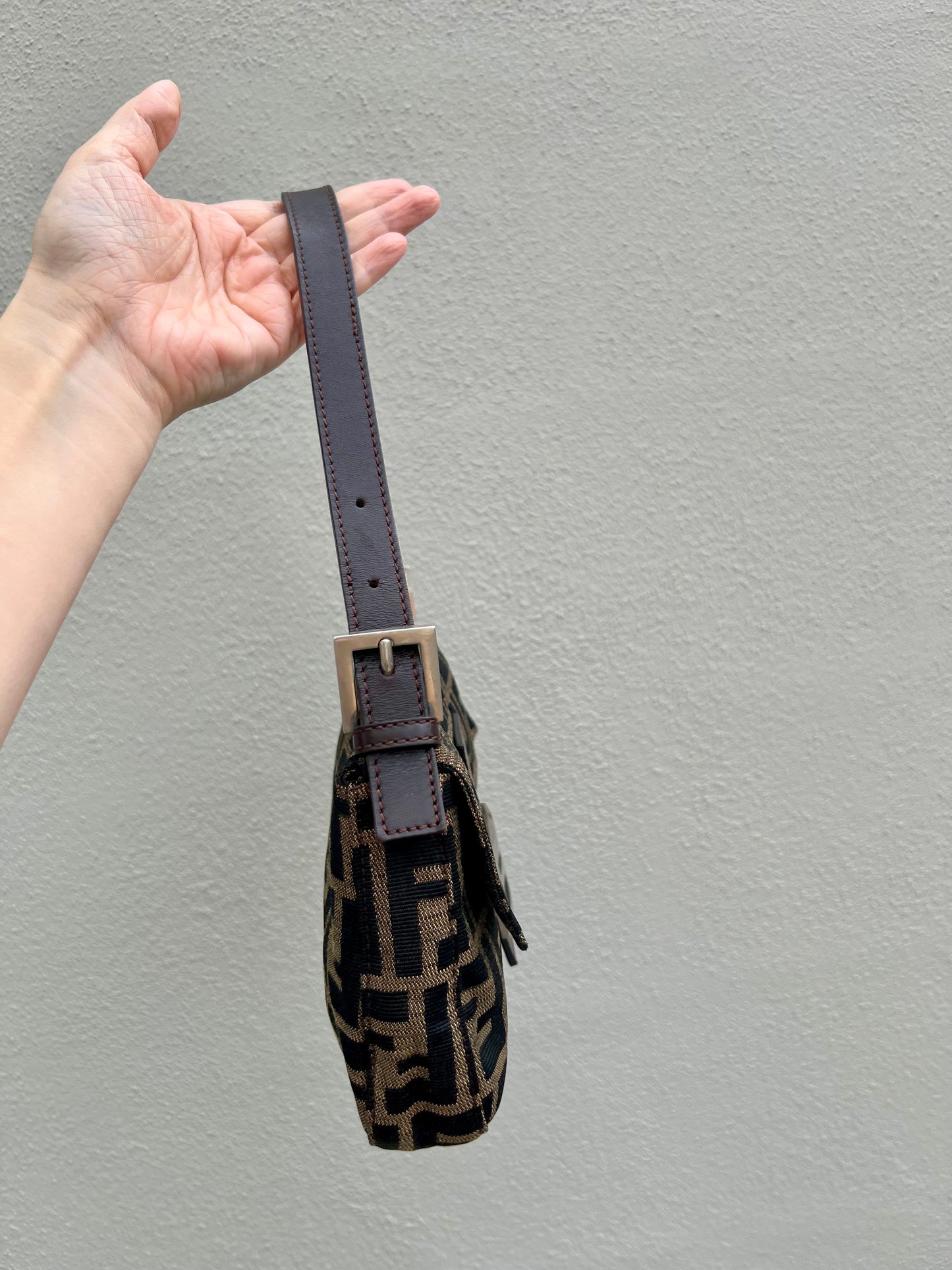 Pre-loved Fendi Vintage Zucca Baguette Handbag