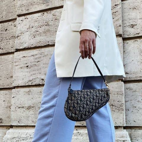 Pre-loved Dior Vintage Monogram Oblique Canvas Mini Saddle Bag
