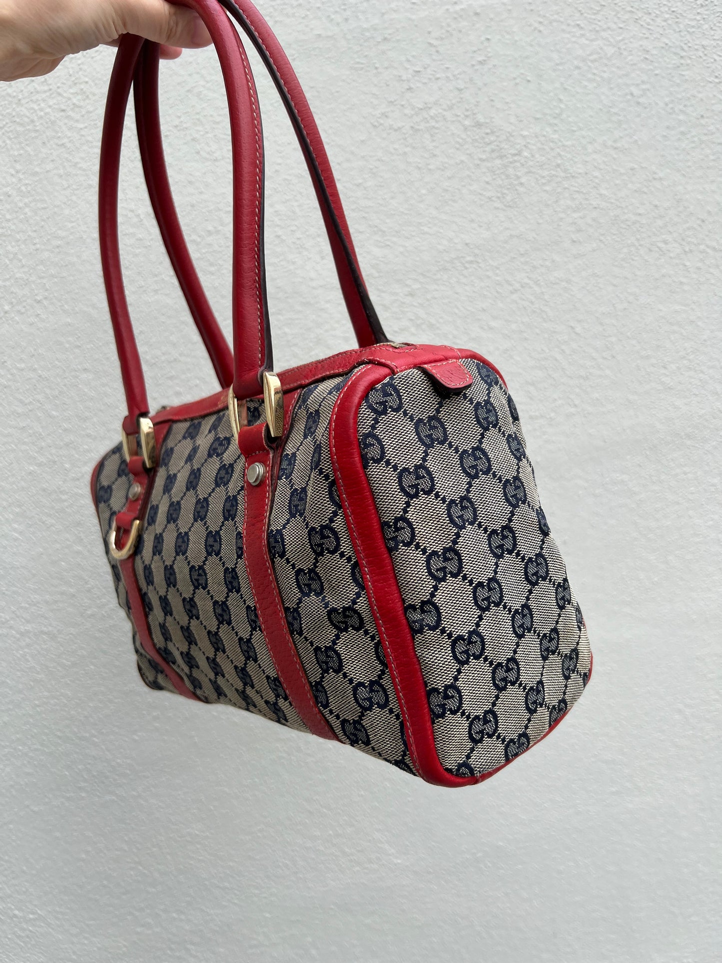 Pre-loved GG Canvas Abbey Boston Bag Red