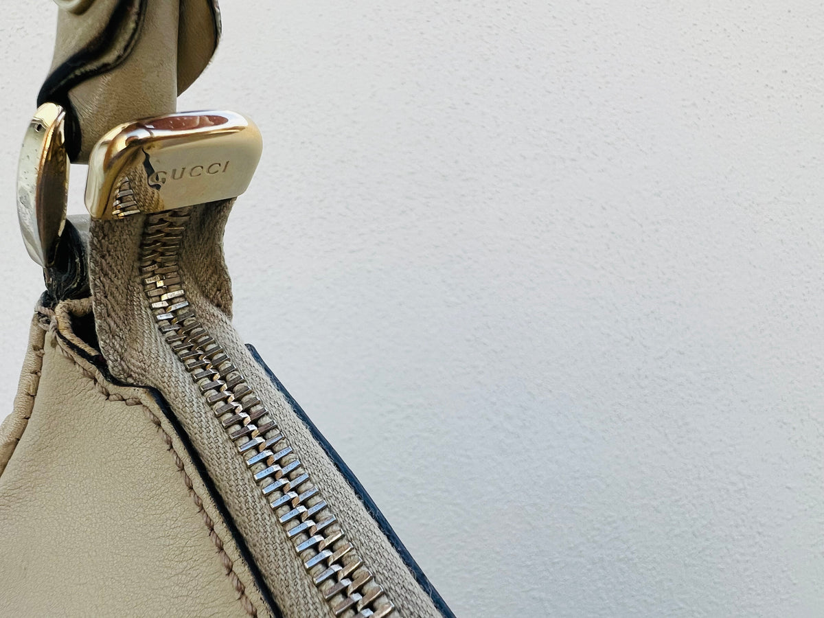 Pre-loved Gucci Abbey D-ring Guccissima Large Leather Hobo Bag Off White GHW