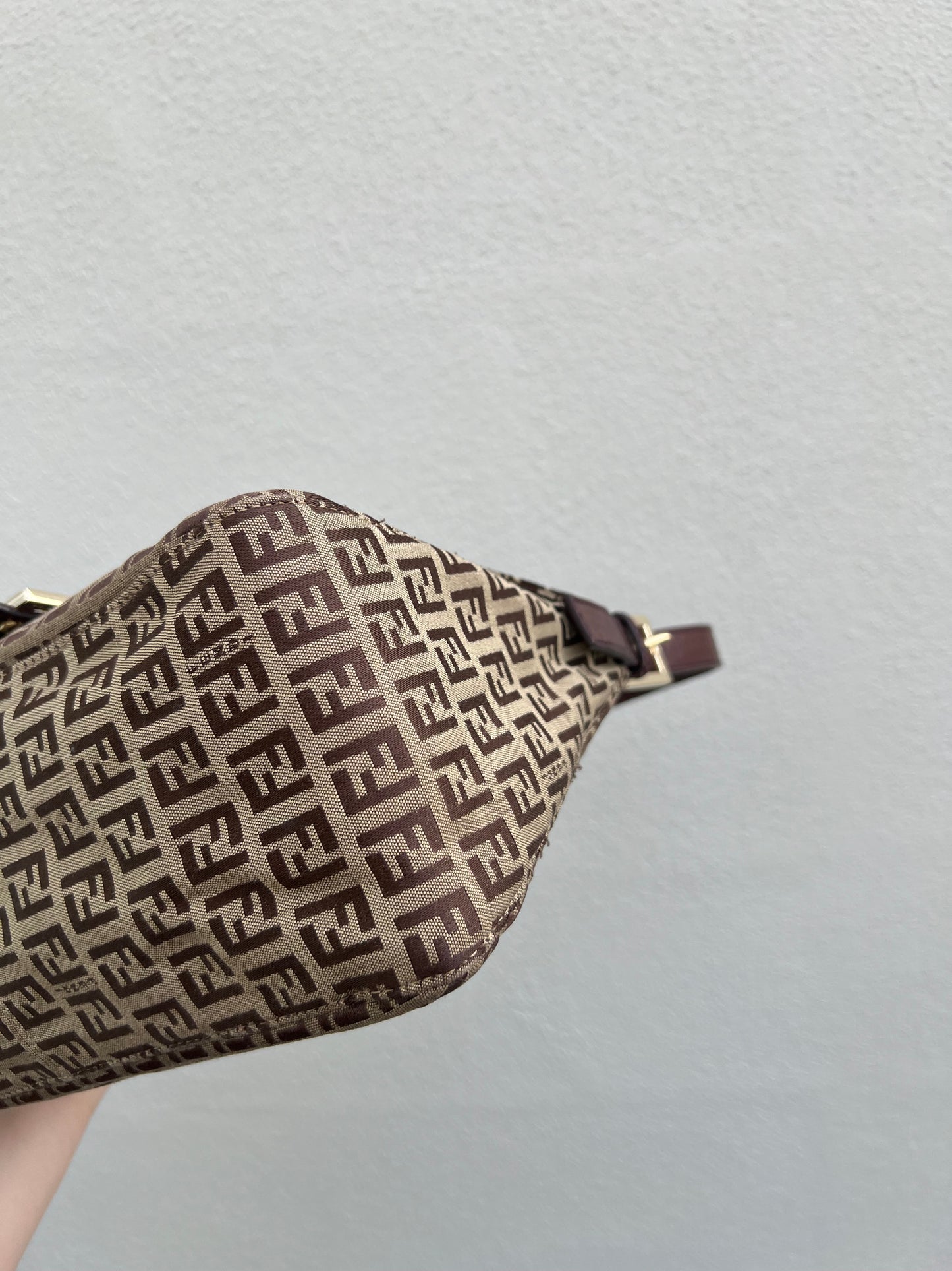 Pre-loved Fendi Vintage Zucchino Pattern Baguette Mamma Handbag