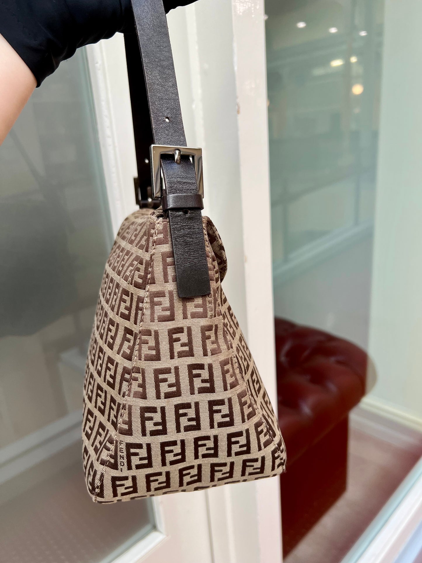 Pre-loved Fendi
20th Century Zucchino Canvas Double Flap Mamma Shoulder Bag