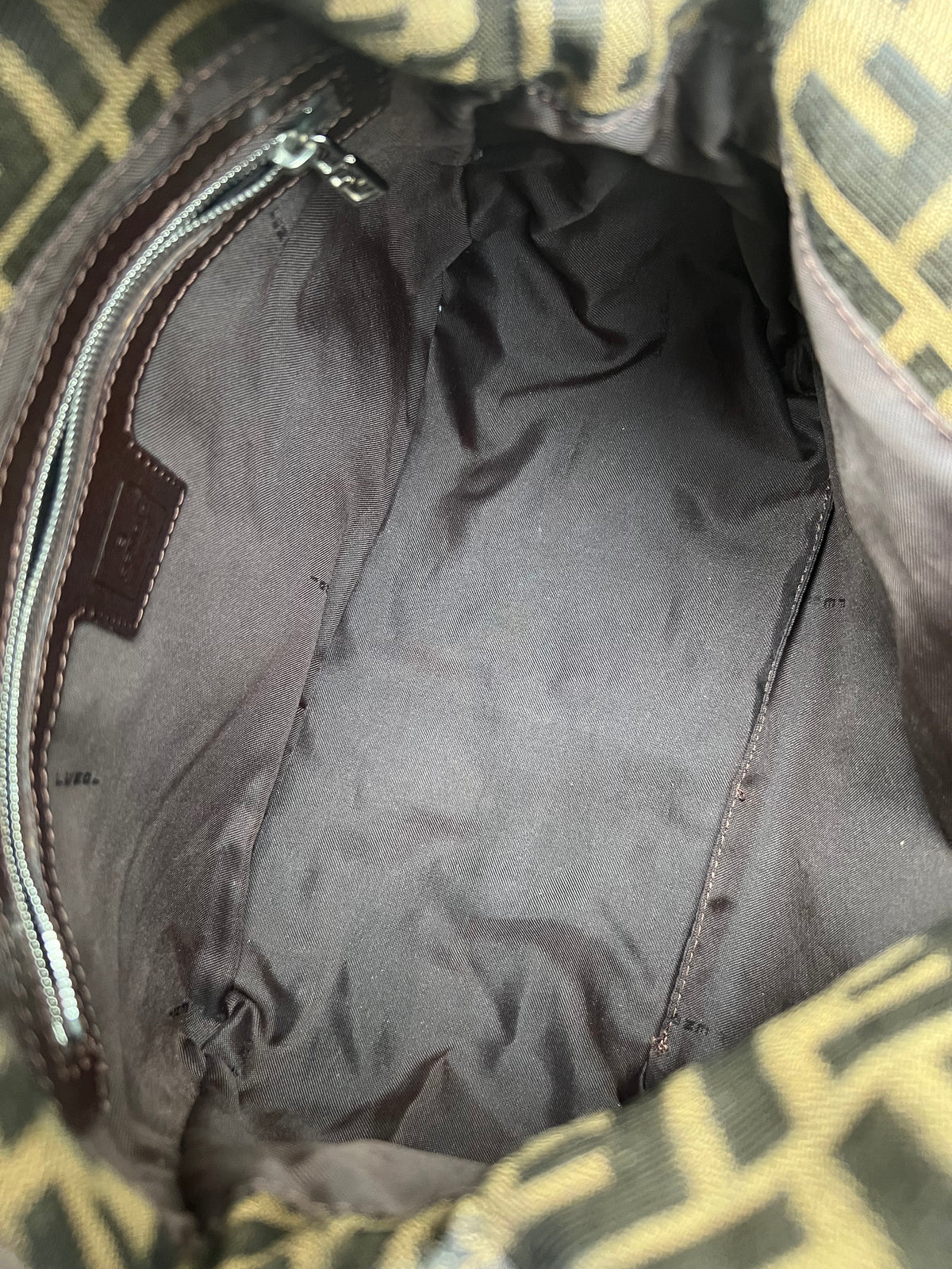 Pre-loved Fendi Zucca Double Flap Baguette Shoulder Bag