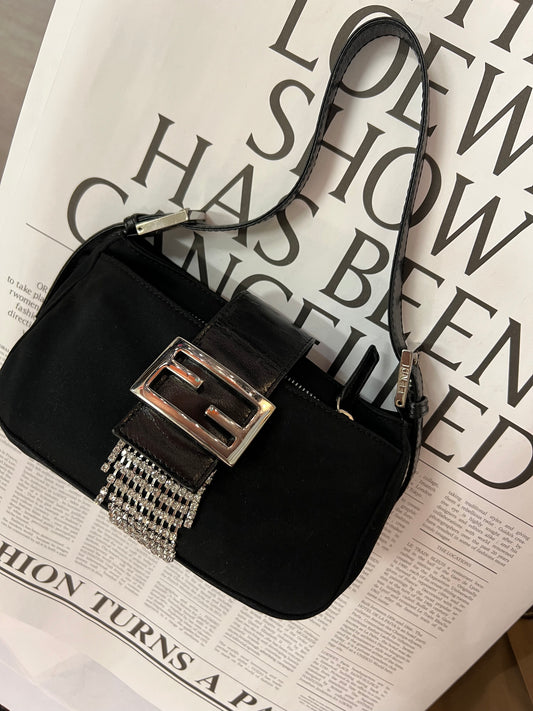 Pre-loved Fendi Mini Baguette Handbag Black