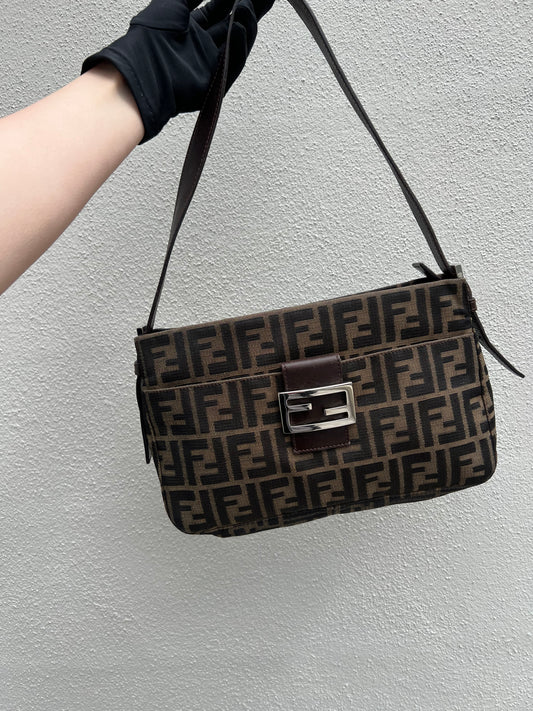 Pre-loved Fendi Zucca FF Mamma Forever Baguette Flap