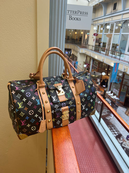 Pre-loved Louis Vuitton 2003 Black Monogram Multicolor keepall 45 Handbag Travelbag