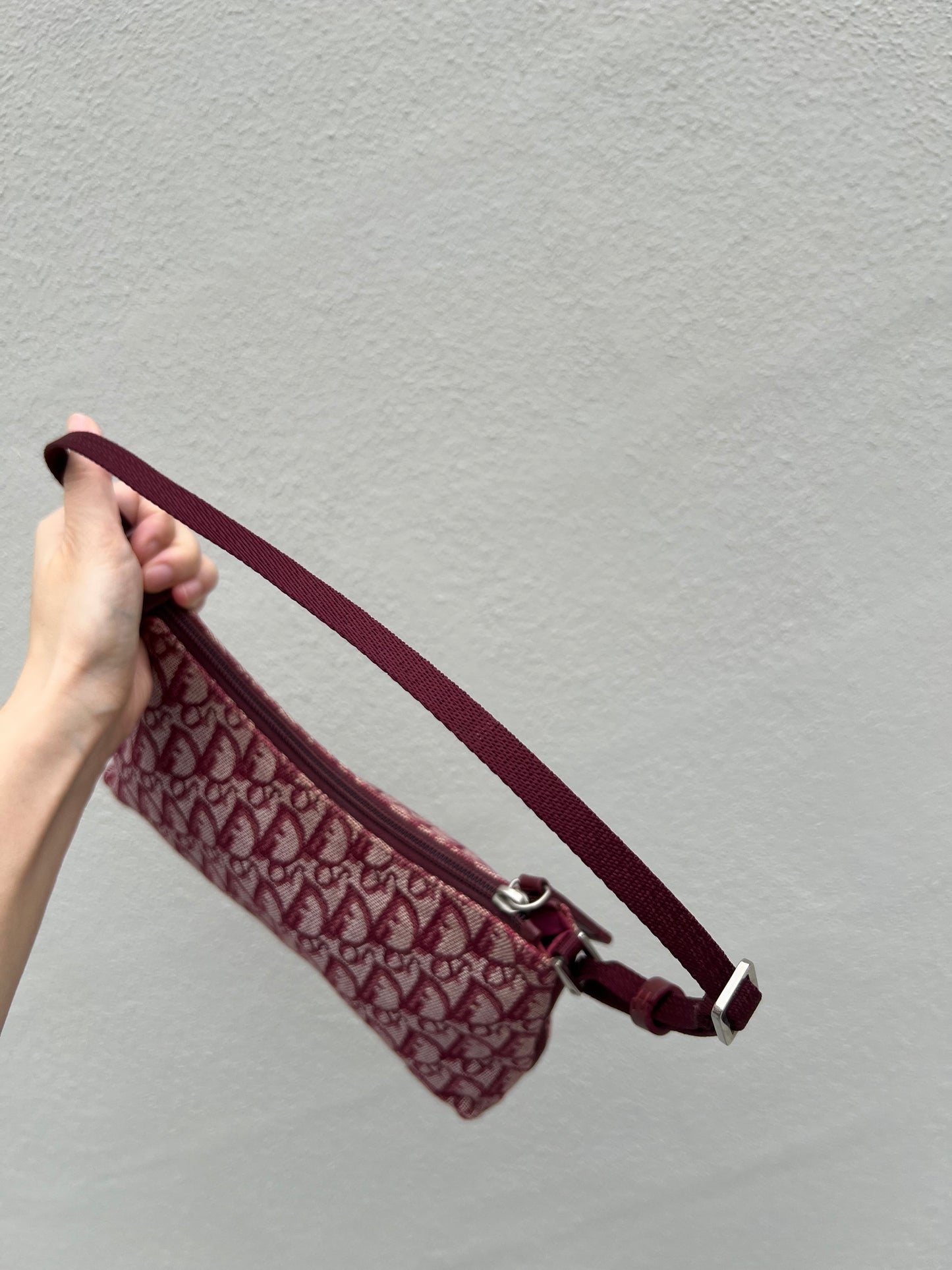 Pre-loved Christian Dior vintage Trotter Shoulder Bag Berry