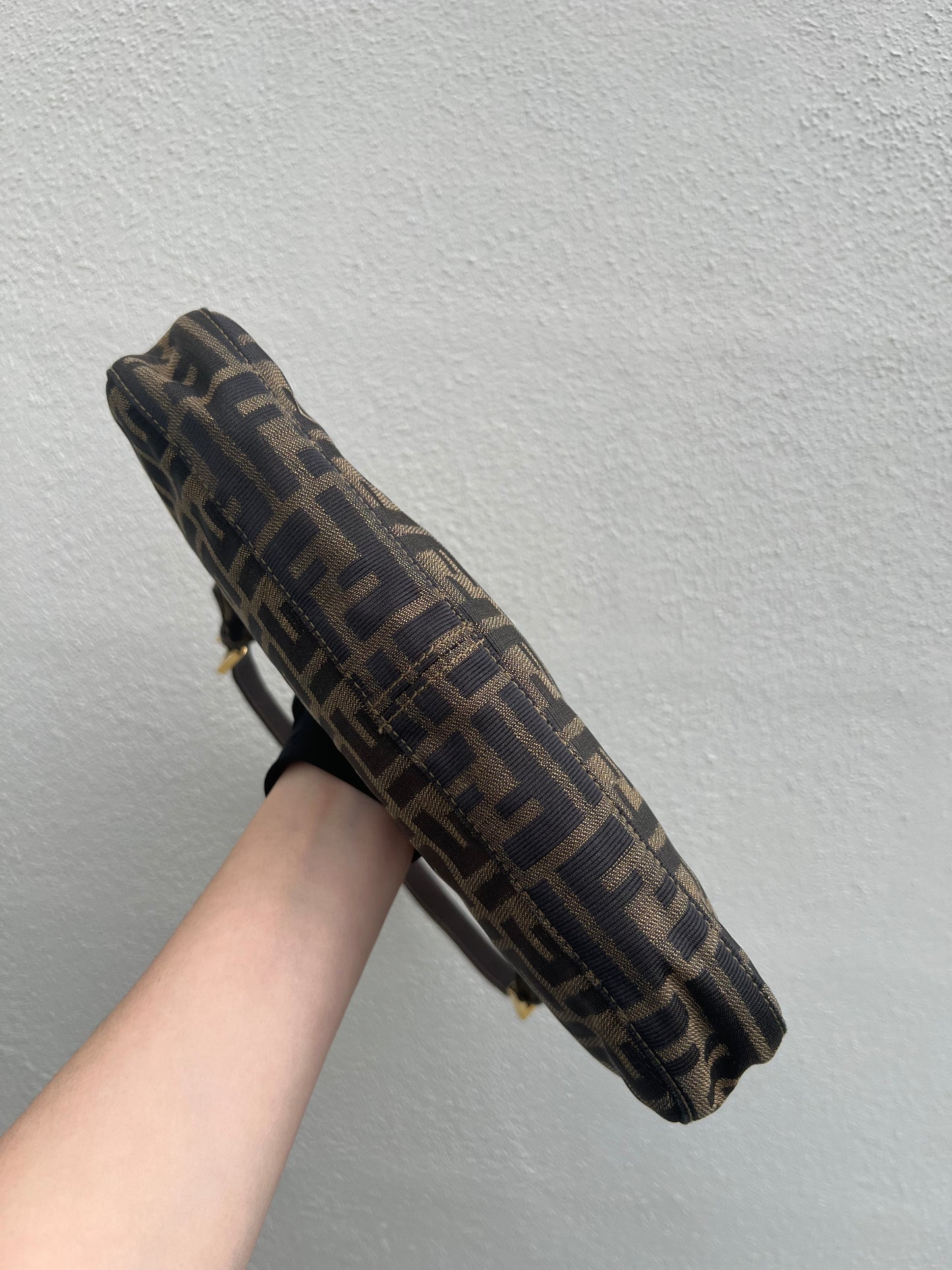 Pre-loved FENDI Zucca Canvas Mamma Croissant Baguette Shoulder Bag