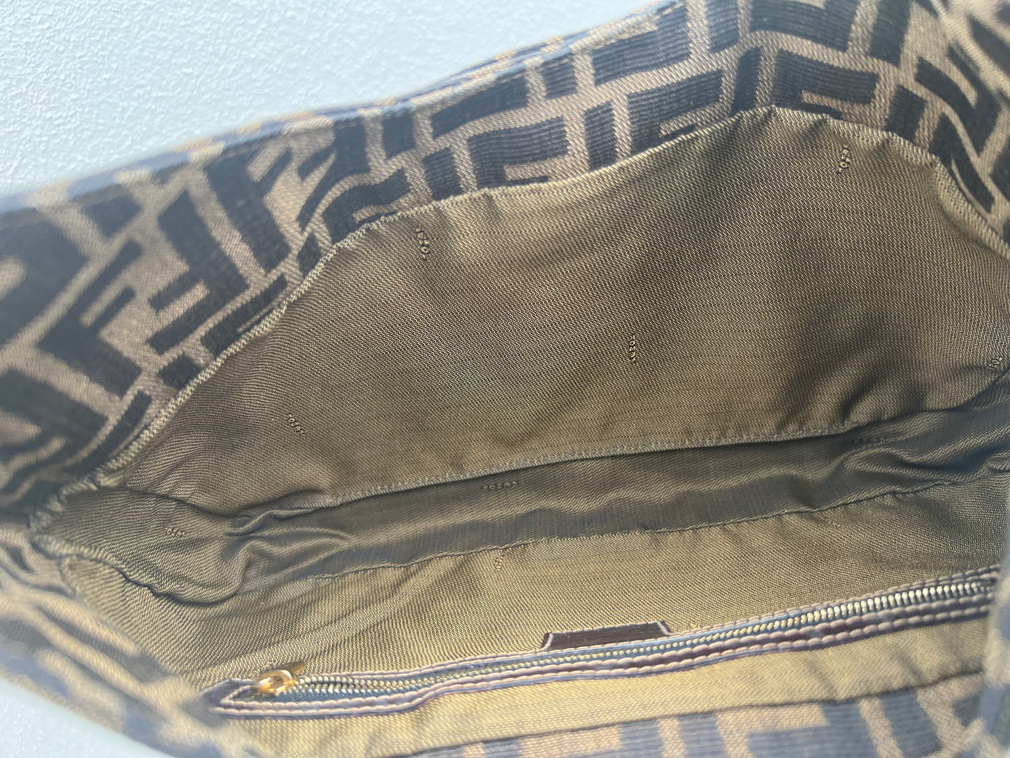 Pre-loved FENDI Zucca Canvas Mamma Croissant Baguette Shoulder Bag