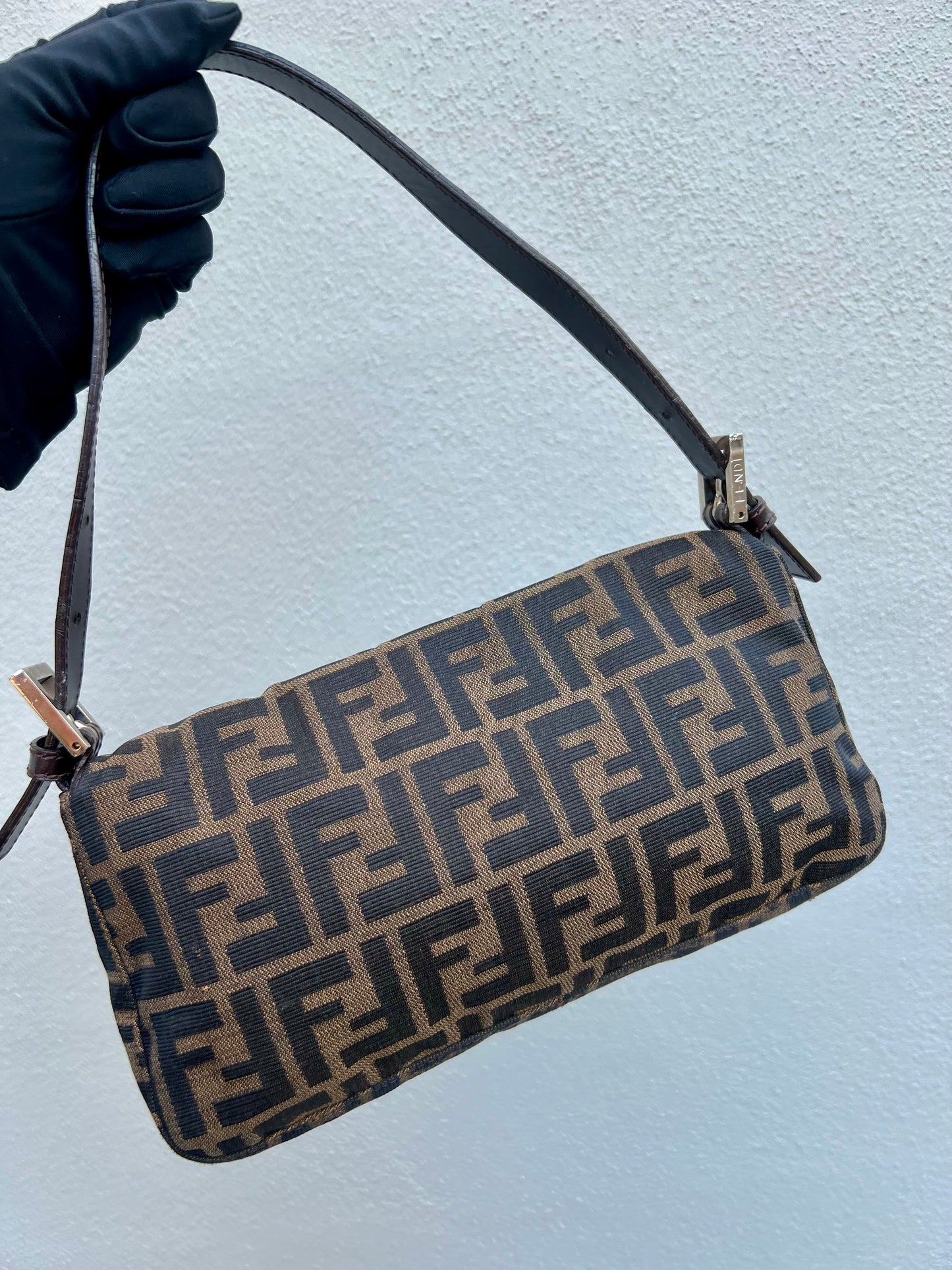 Pre-loved Fendi Vintage Zucca Baguette Handbag