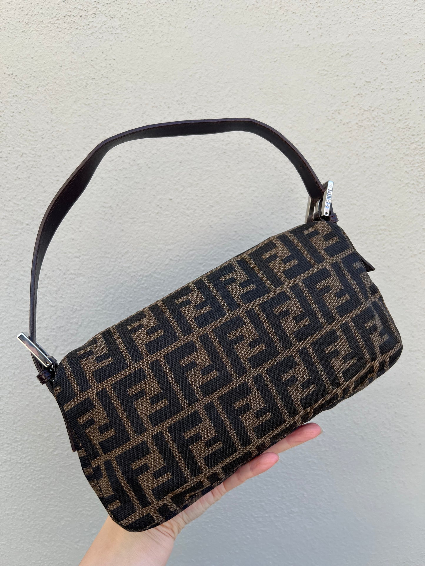 Pre-loved Fendi Vintage Zucca Baguette Handbag