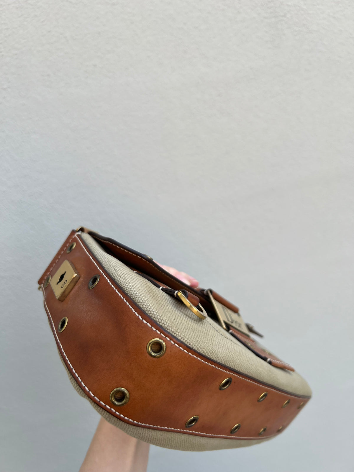 Pre-loved Christian Dior By John Galliano Green Canvas for Columbus Street Chic Shoulder Bag 2002