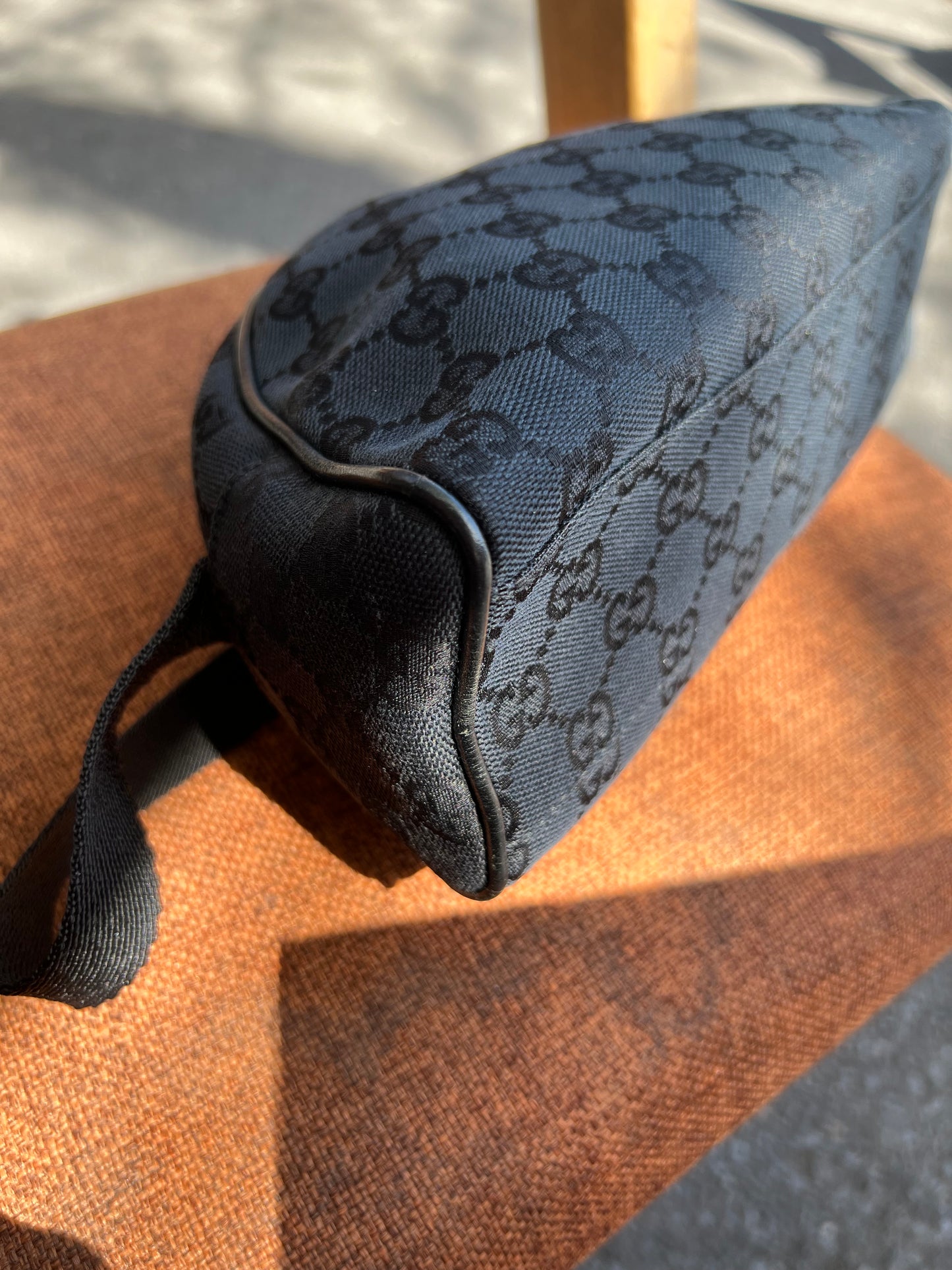 Pre-loved Gucci GG Monogram Half Moon Pochette Shoulder Bag Black