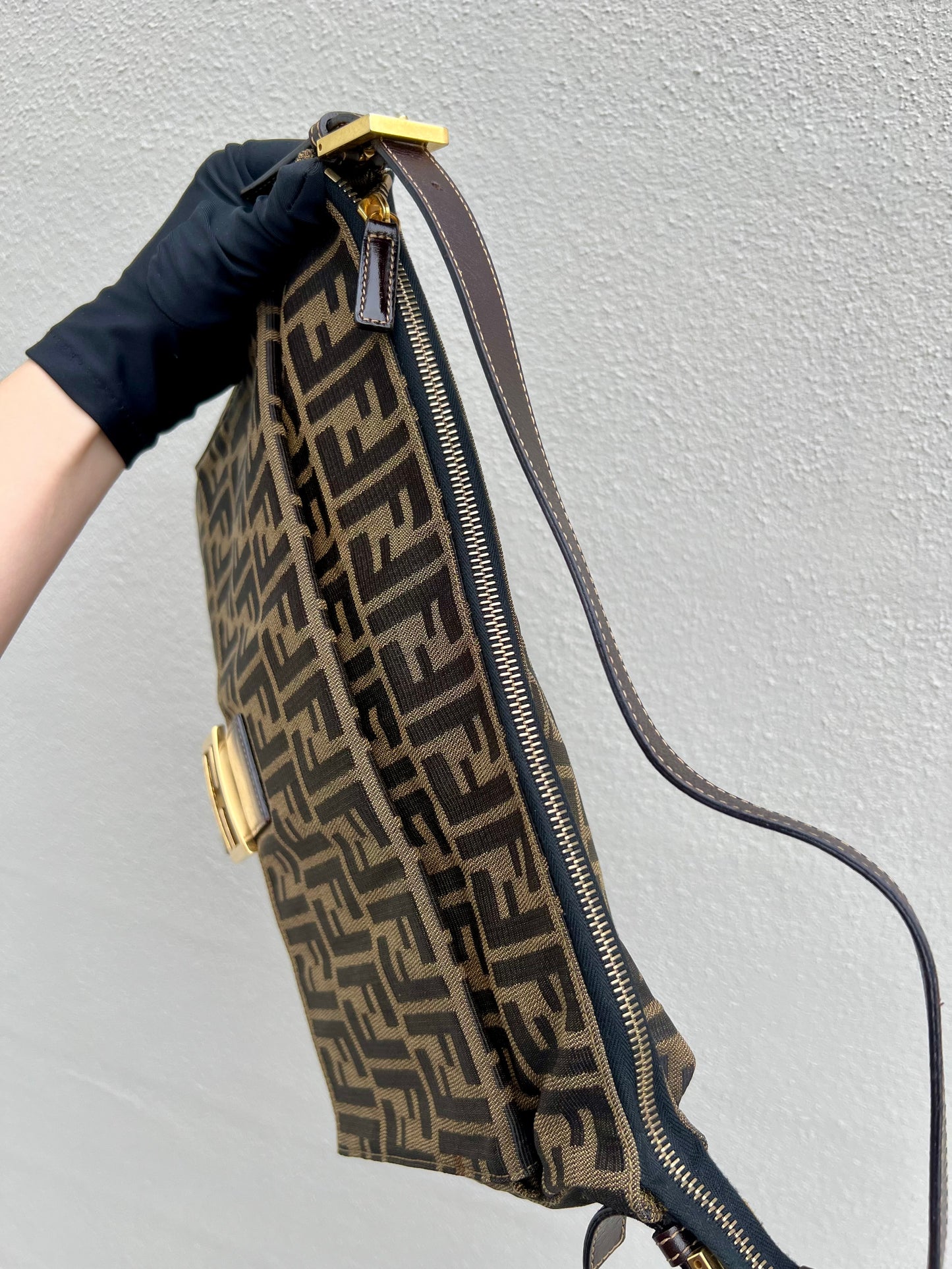 Pre-loved Fendi Large Zucca Mama Forever Zip-top Shoulder Bag