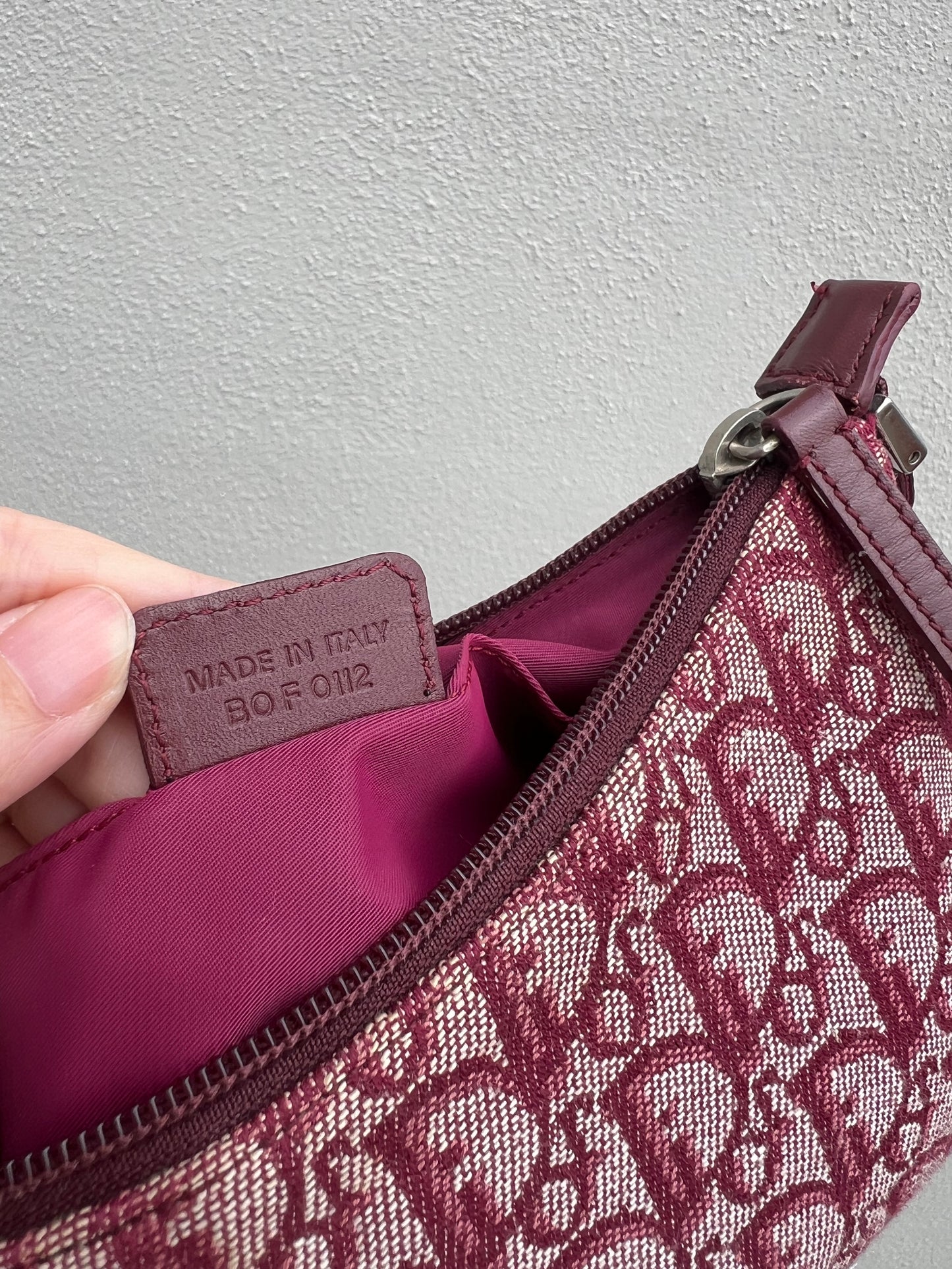 Pre-loved Christian Dior vintage Trotter Shoulder Bag Berry