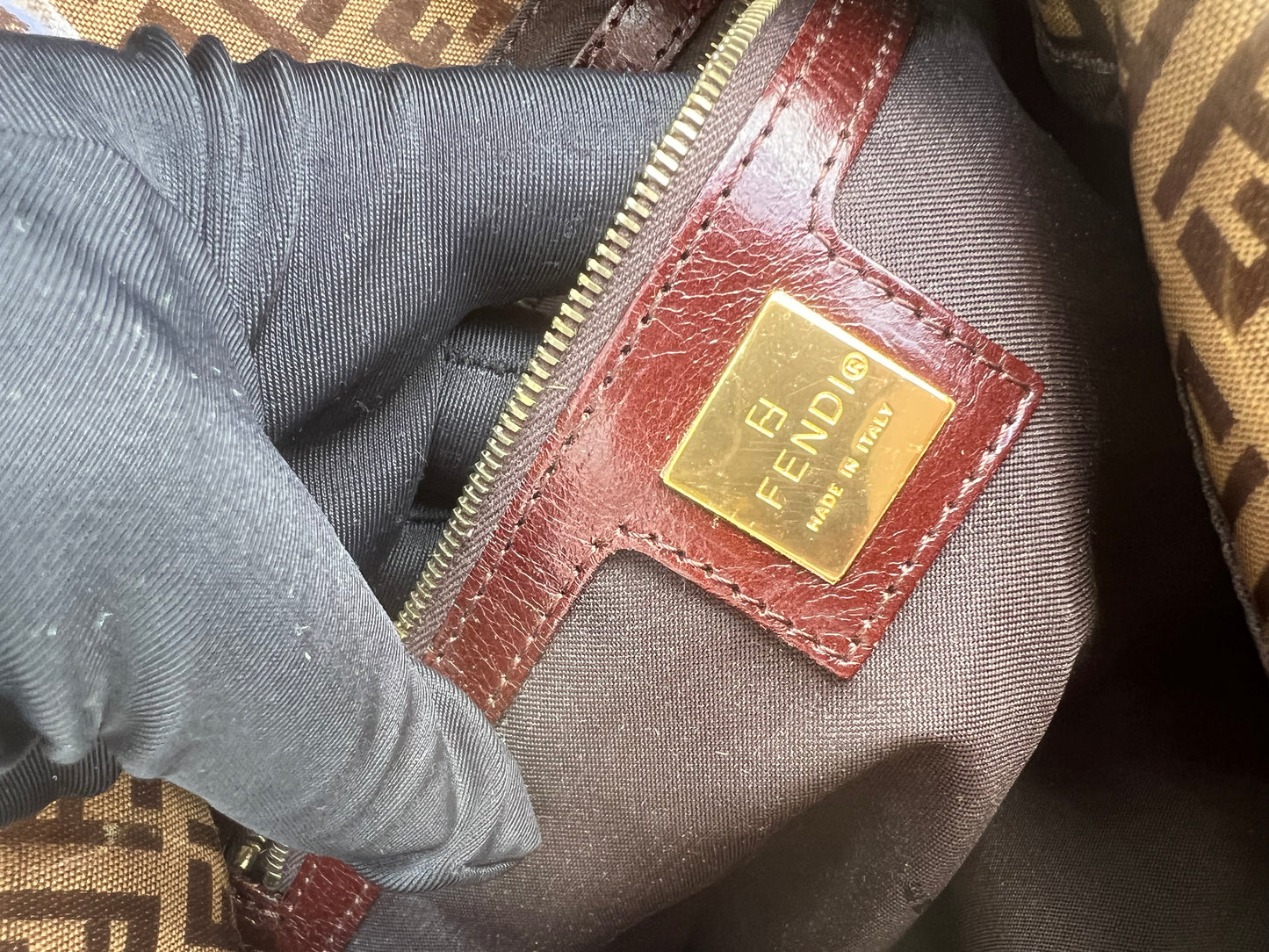 Pre-loved Fendi Vintage Crystal Zucchino Mamma Baguette Handbag