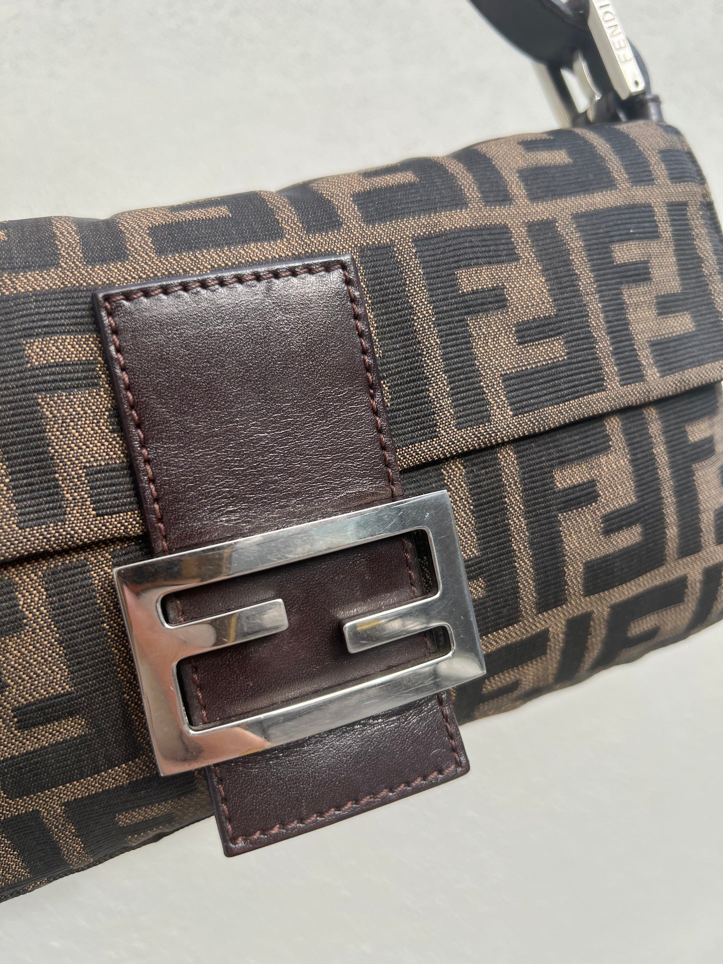 Pre-loved Fendi Vintage Zucca Baguette Handbag