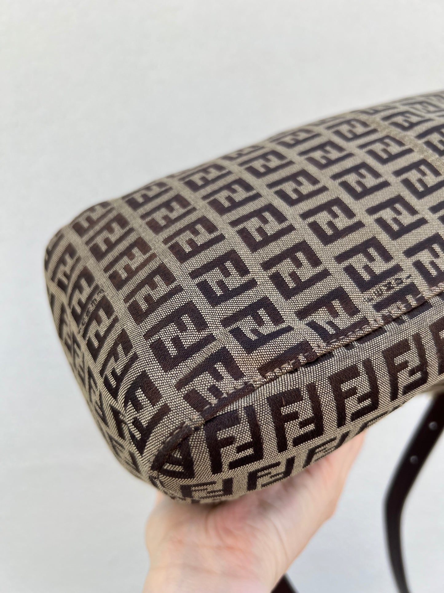 Pre-loved Fendi Vintage Zucchino Pattern Baguette Mamma Handbag