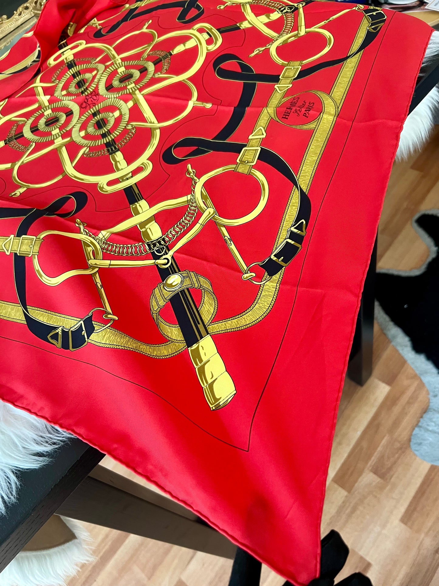 Pre-loved Hermès Vintage Silk Scarf EPERON D'OR By Henri D'origny