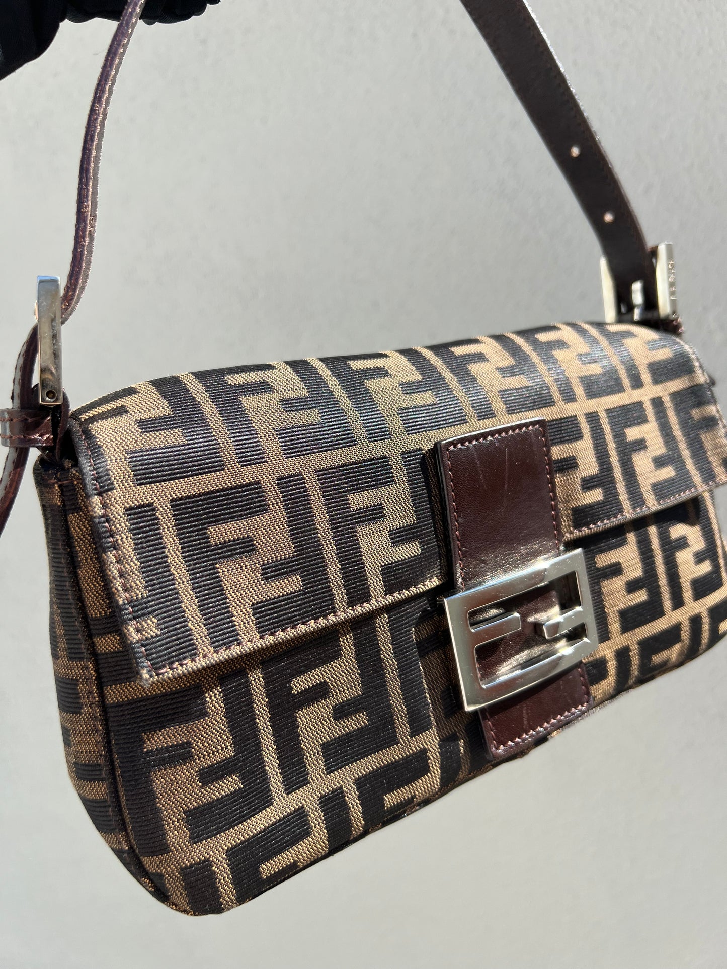 Pre-loved Fendi Vintage Zucca Baguette Handbag