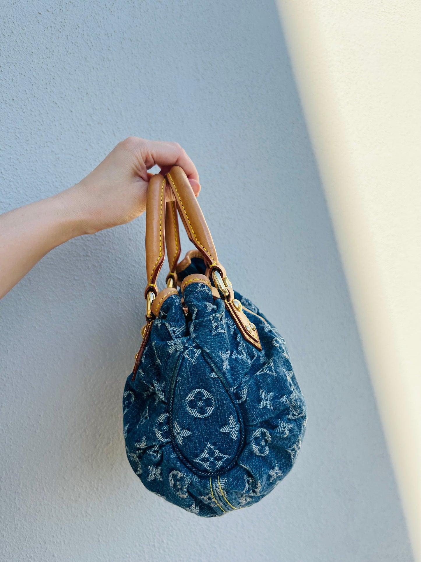 Pre-loved Louis Vuitton Vintage Monogram Denim Pleaty Handbag