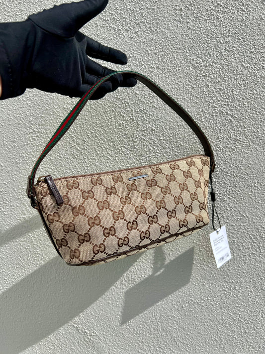 Pre-loved Gucci vintage GG Canvas Boat Baguette Bag