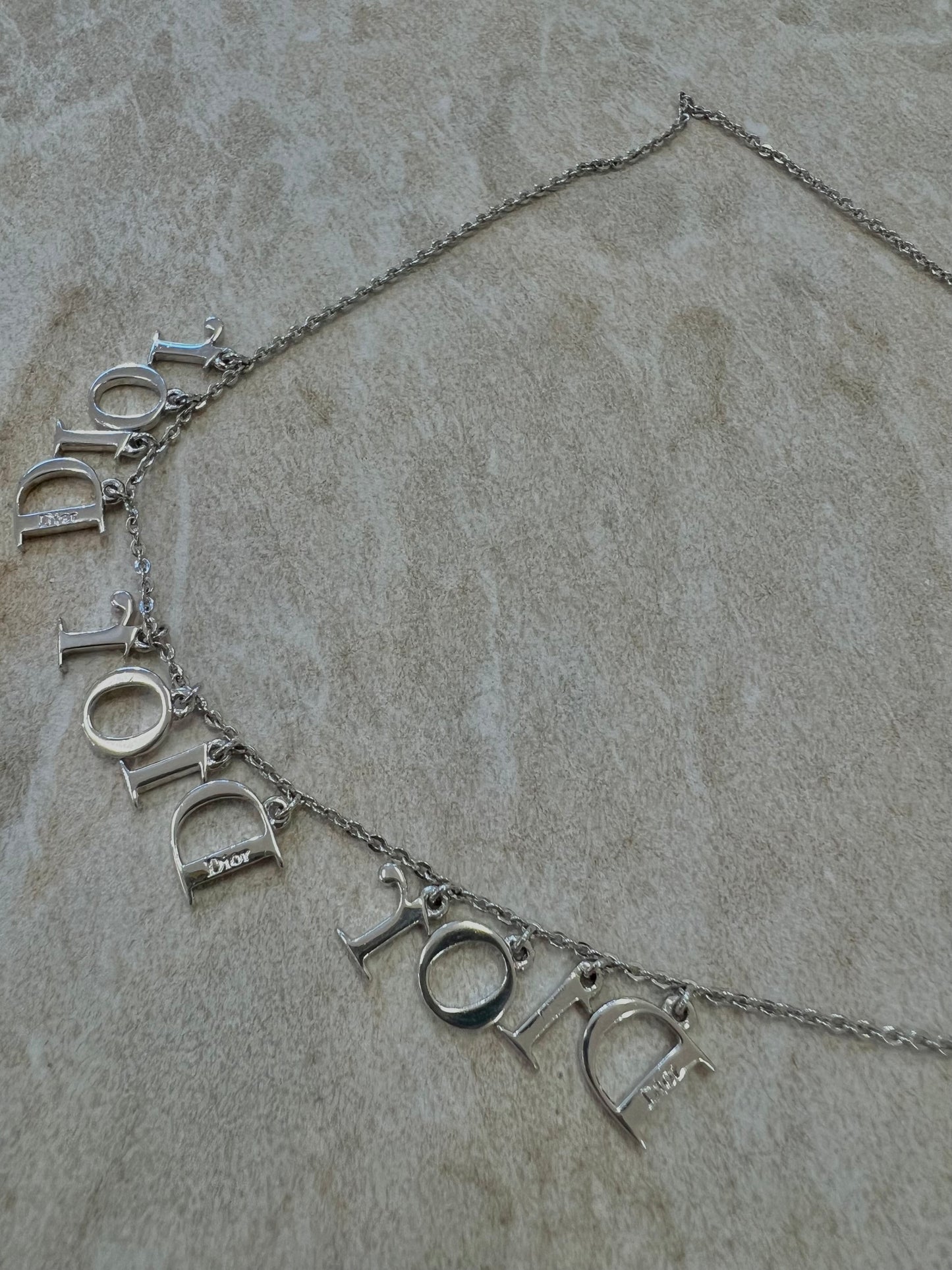 Pre-love Dior Vintage Triple Logo Letter Charms Necklace Choker