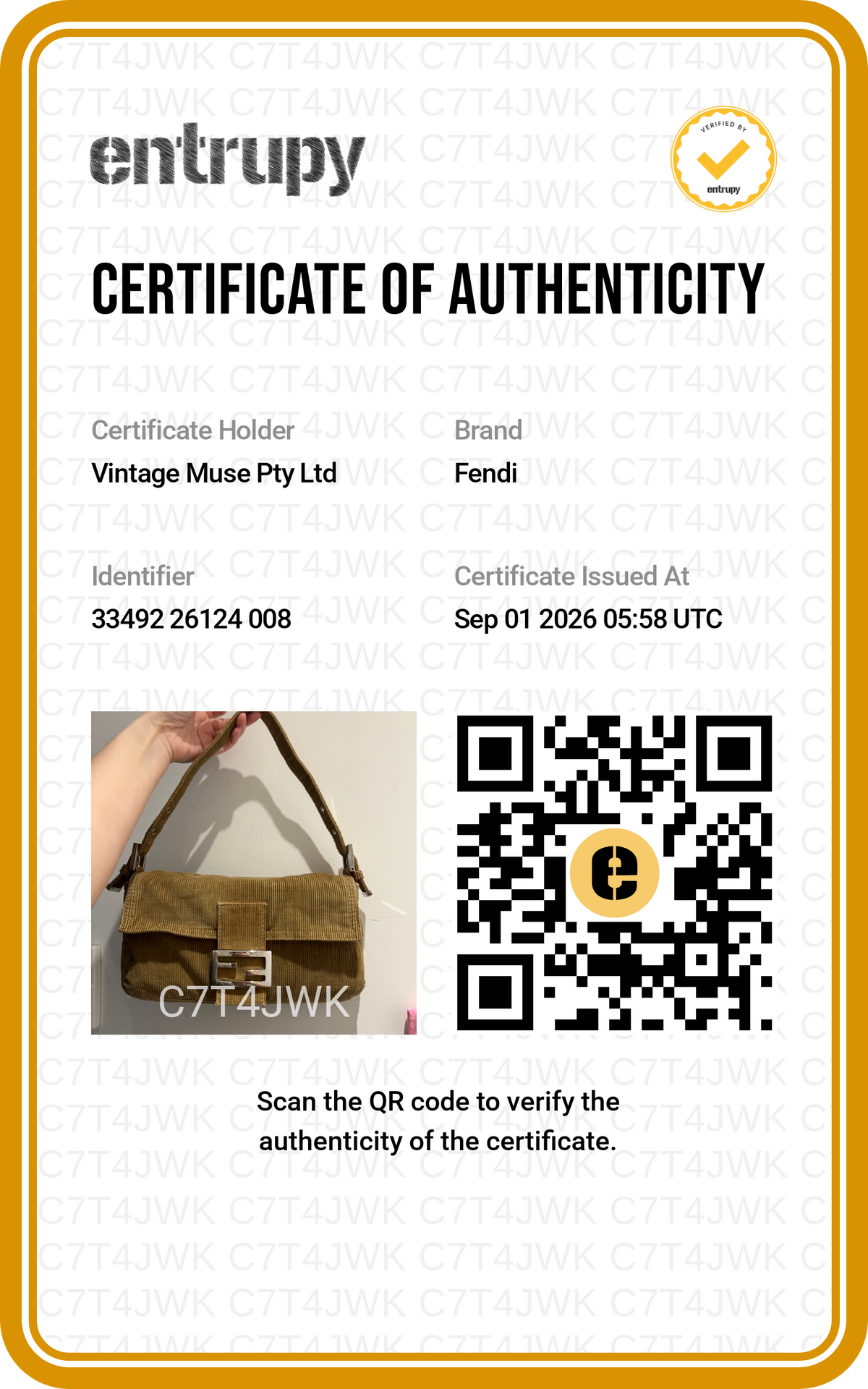 Pre-loved Fendi Camel-toned corduroy Corduroy Baguette Bag