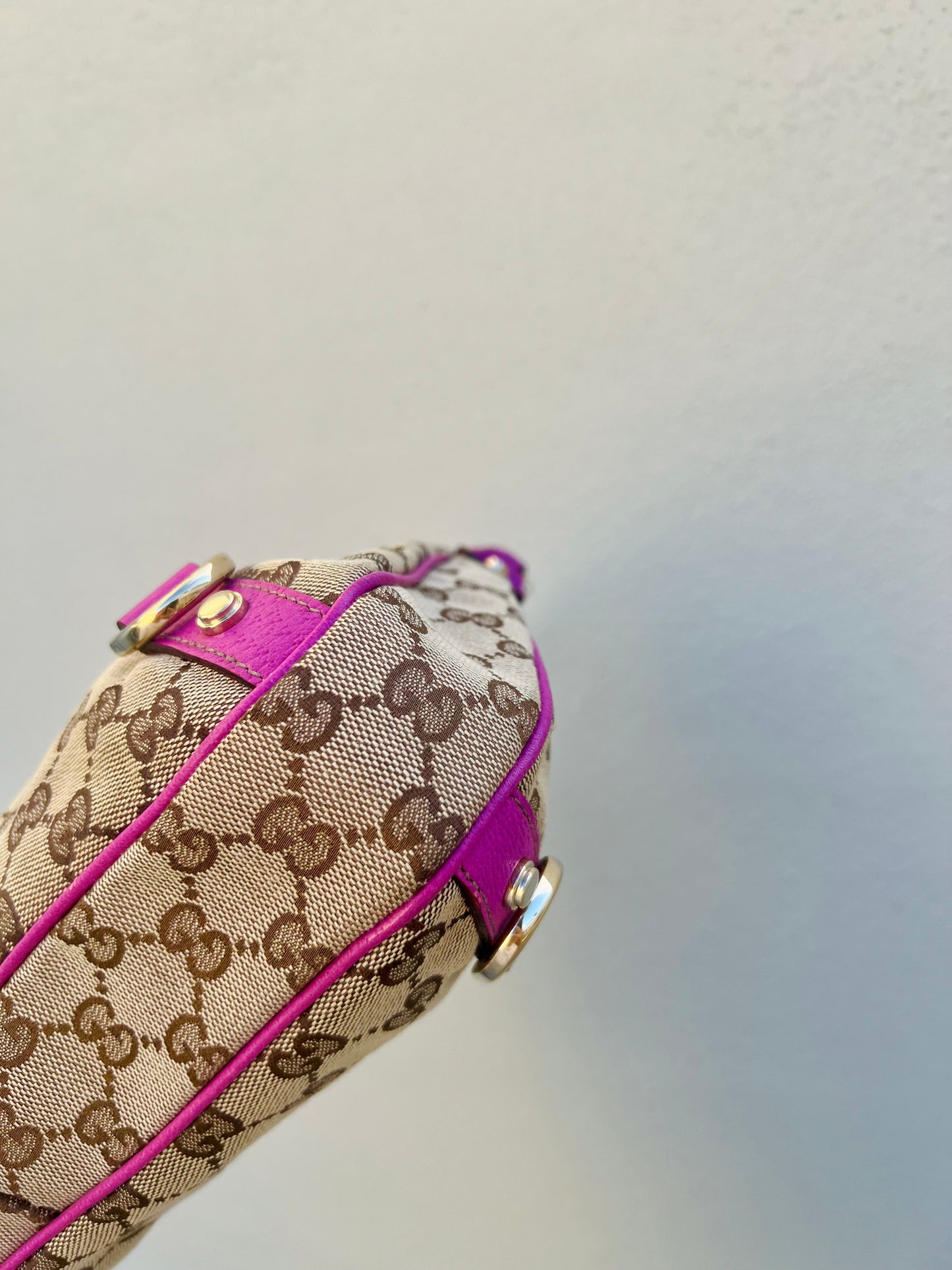 Pre-loved Gucci GG Fabric Abbey Medium D-Ring Hobo Bag